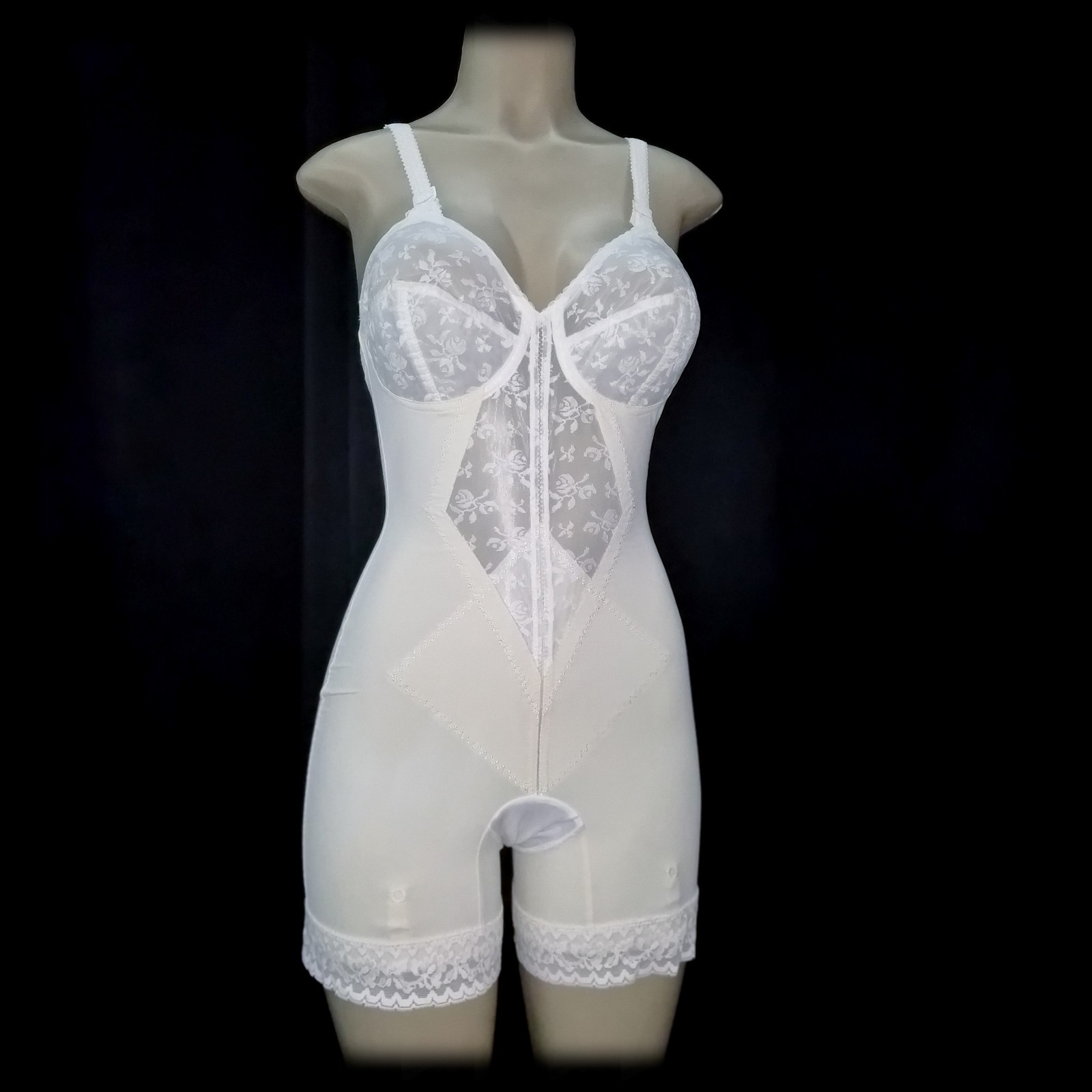 Vintage FIRM Long Leg GIRDLE Panty NYLON Full Body SHAPER Shorts Garters 36B M-L