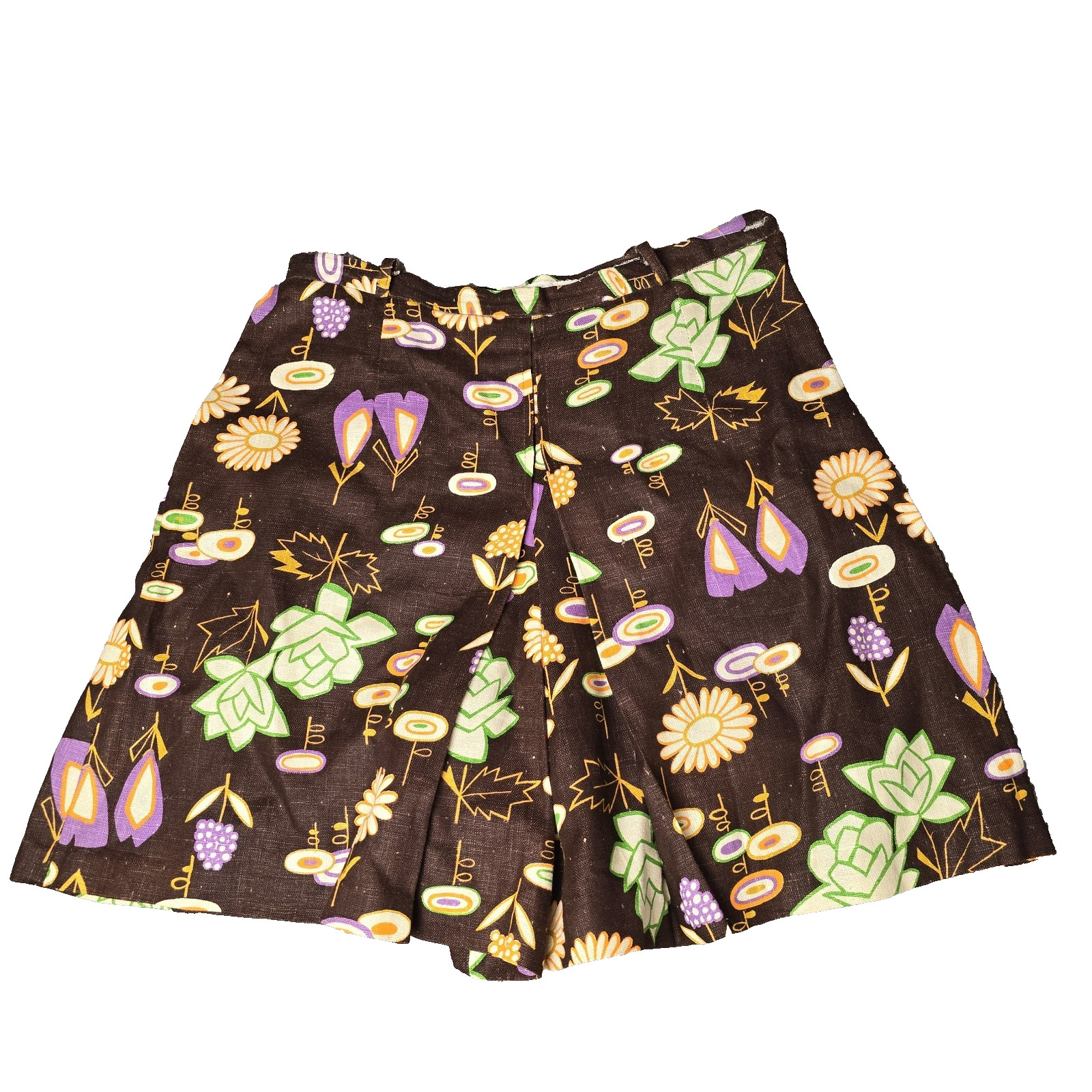 VTG 60s/70s Seaton Hall Floral Mod Linen Culotte Shorts – High Waisted Dopamine