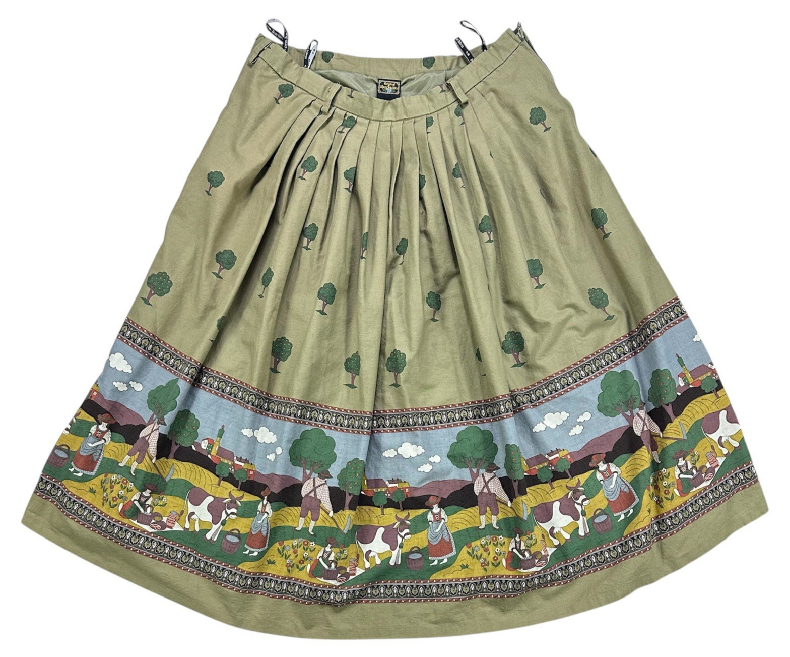 Vintage Original Alpen Trachten Farm Land Apple Tree Skirt Size 48 34×31