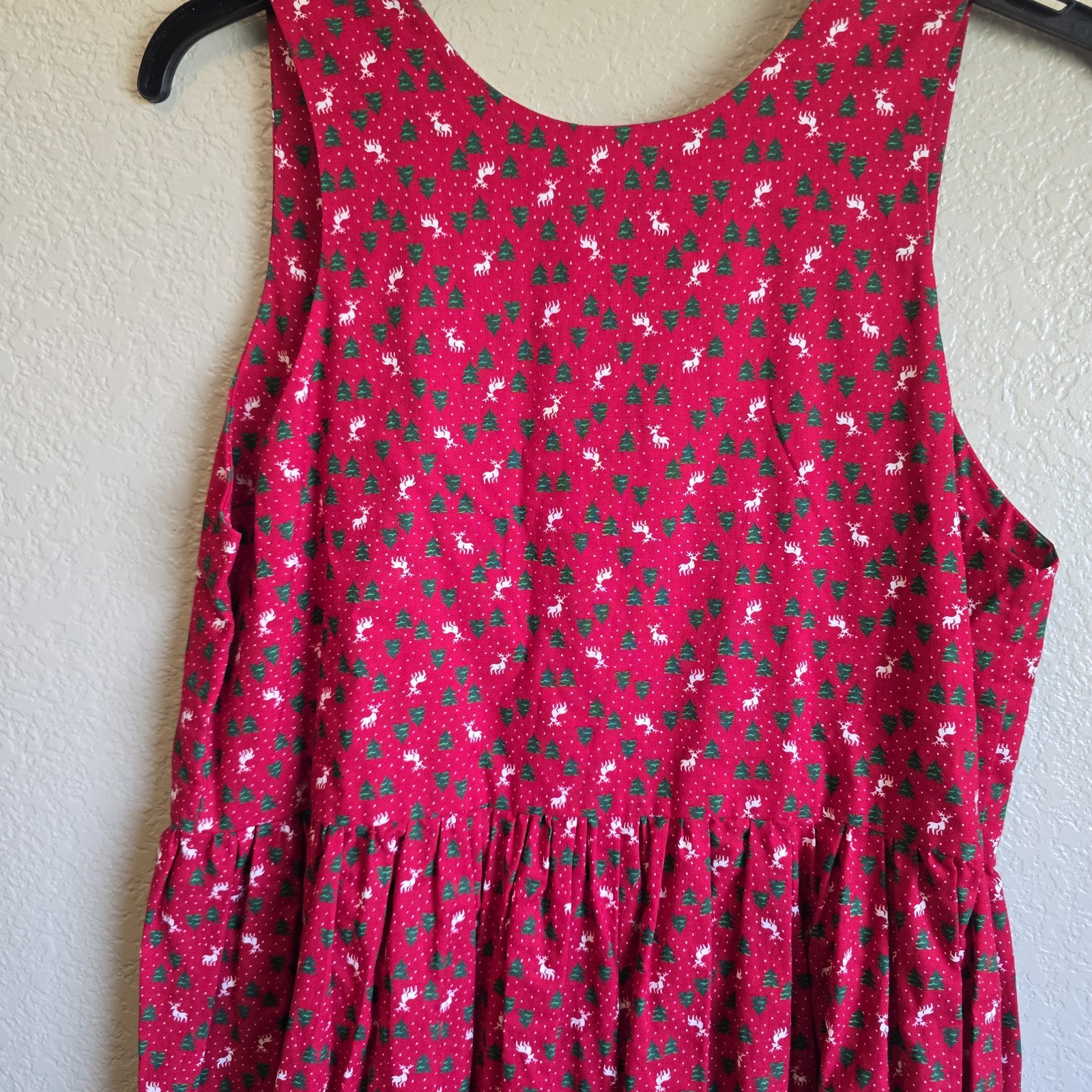 Vtg Dogwood Lane Dress Jumper S Red Fun Ceramic Buttons Festive 1 Front Pocket