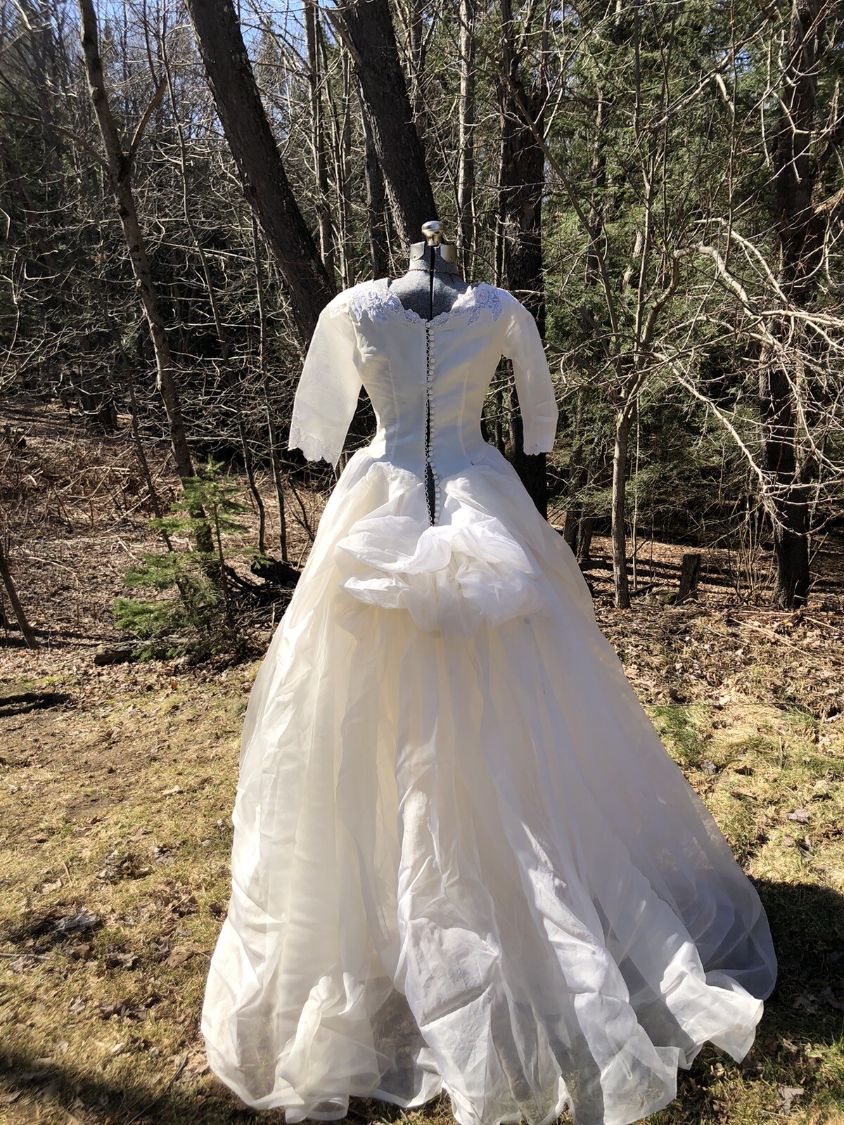 Vintage 1950’s Wedding Gown Dress Lace Sequins Pearls Creme Puff 36-26-72