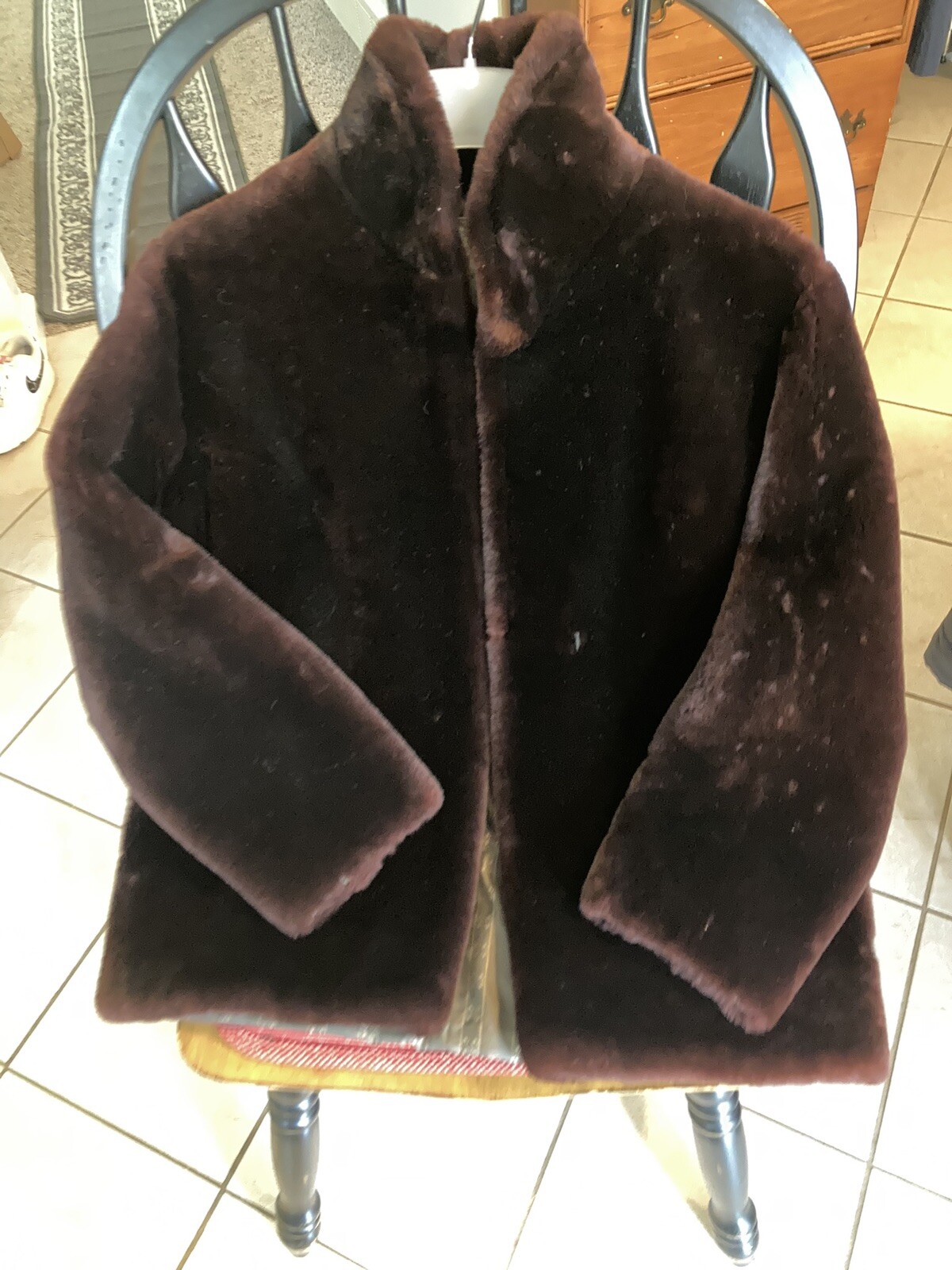 ❤BEAUTIFUL EARLY 1950s DARK ERMINE FUR COAT JACKET Size Medium