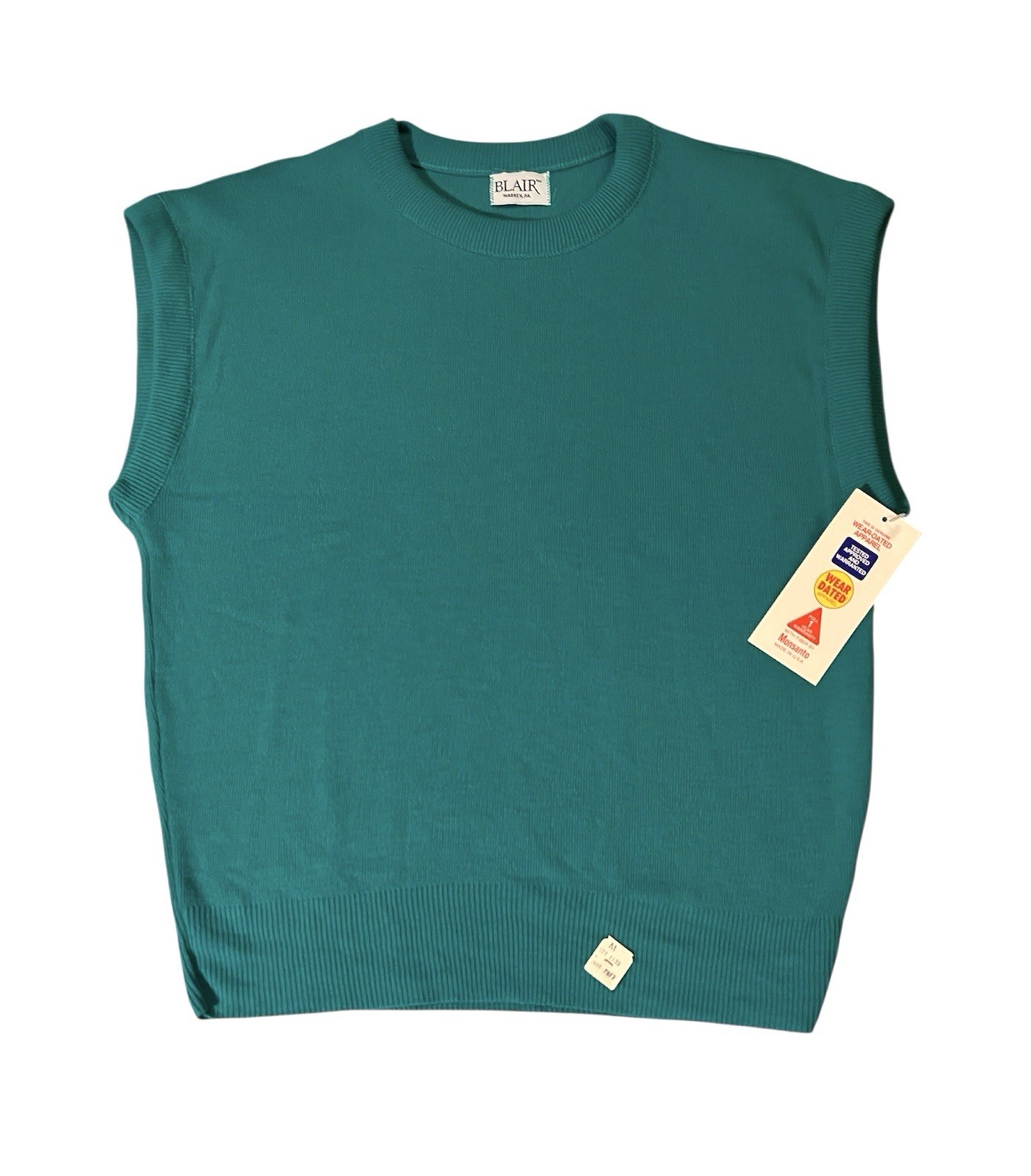 NWT Vintage 1980s „Working Girl” women’s teal sweater vest deadstock MINTY
