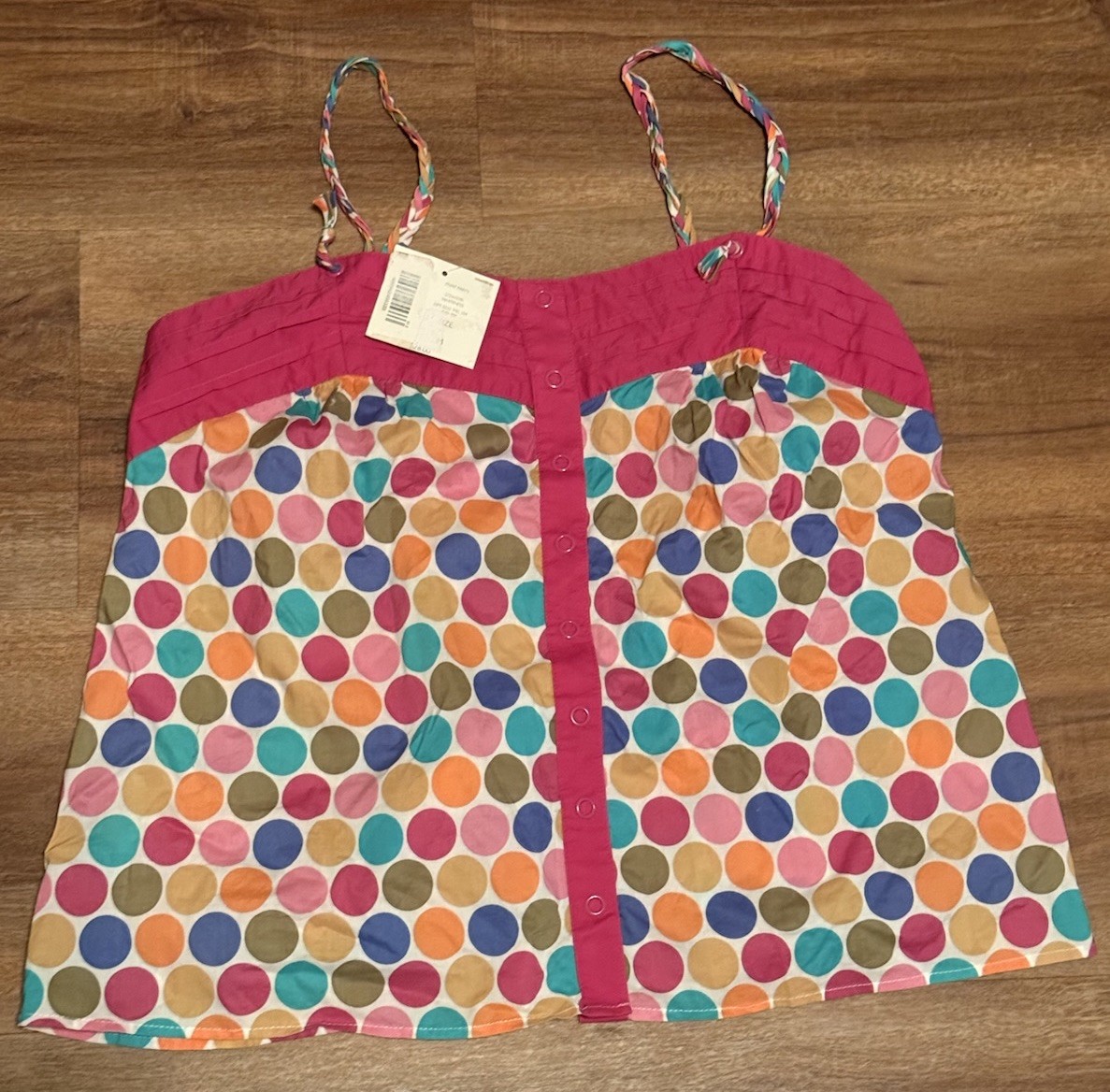 Vintage Sleep Sense Polka Dot Button Front Camisole Top