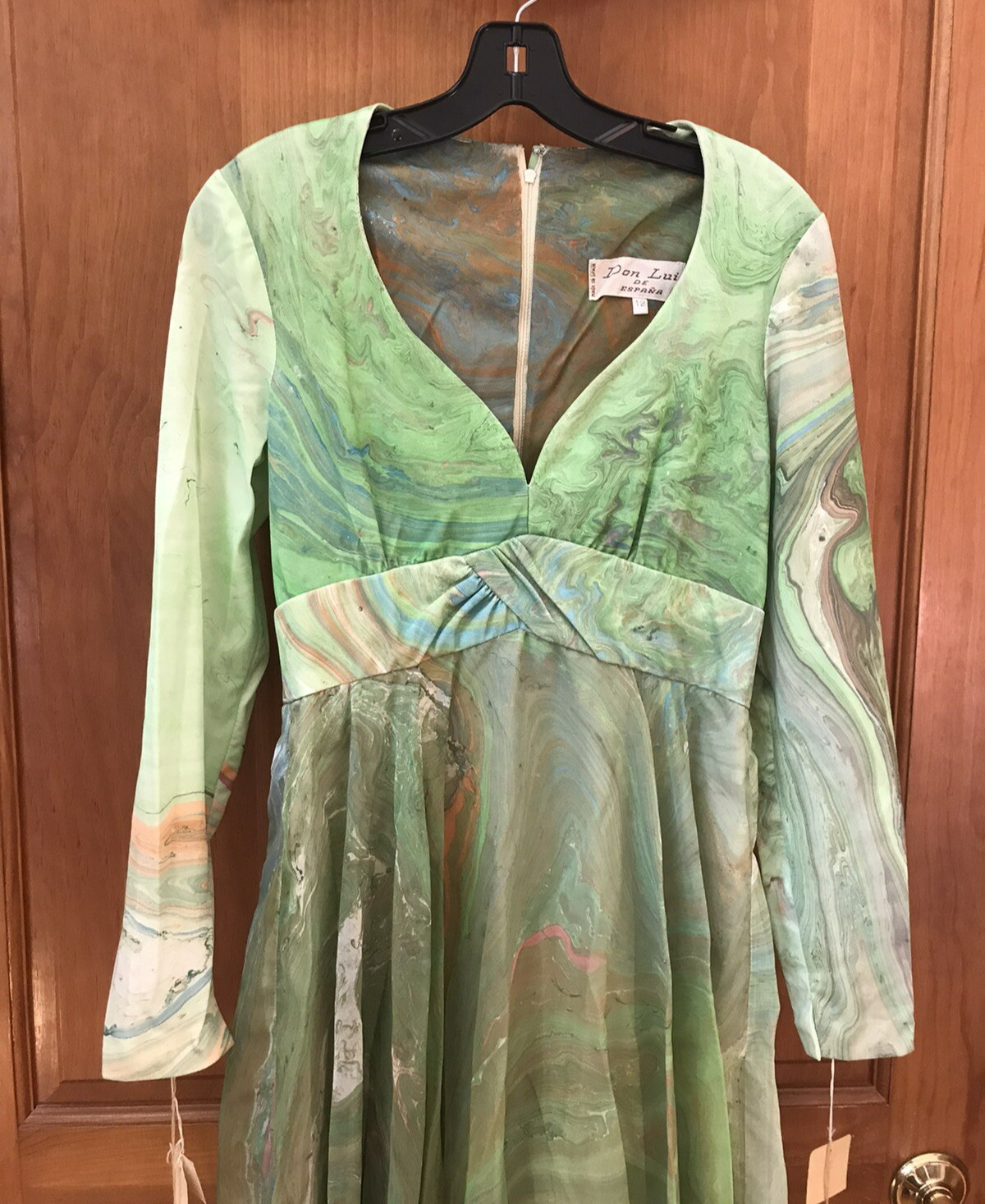 Vtge 1970s Sheer Designer dress Don Luis De Espana 12 Chiffon Angel Ruffles