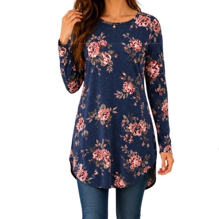 Moonlit Rose Vintage Relaxed Tunic Womens Large Long Sleeve