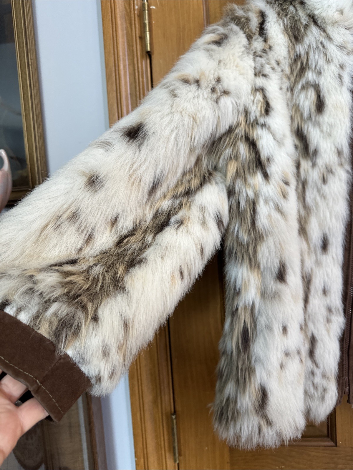Vintage Russell Taylor Faux Lynx Jacket Small To Medium. Beautiful! Suede Trim.