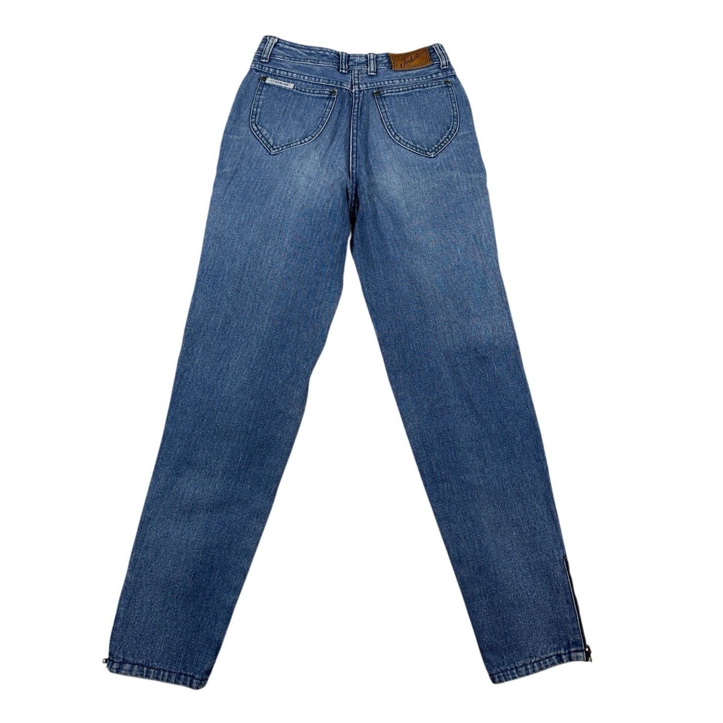 Vintage Jordache High Waisted Tapered Leg Blue Denim Jeans Ankle Zip 24 Waist 28
