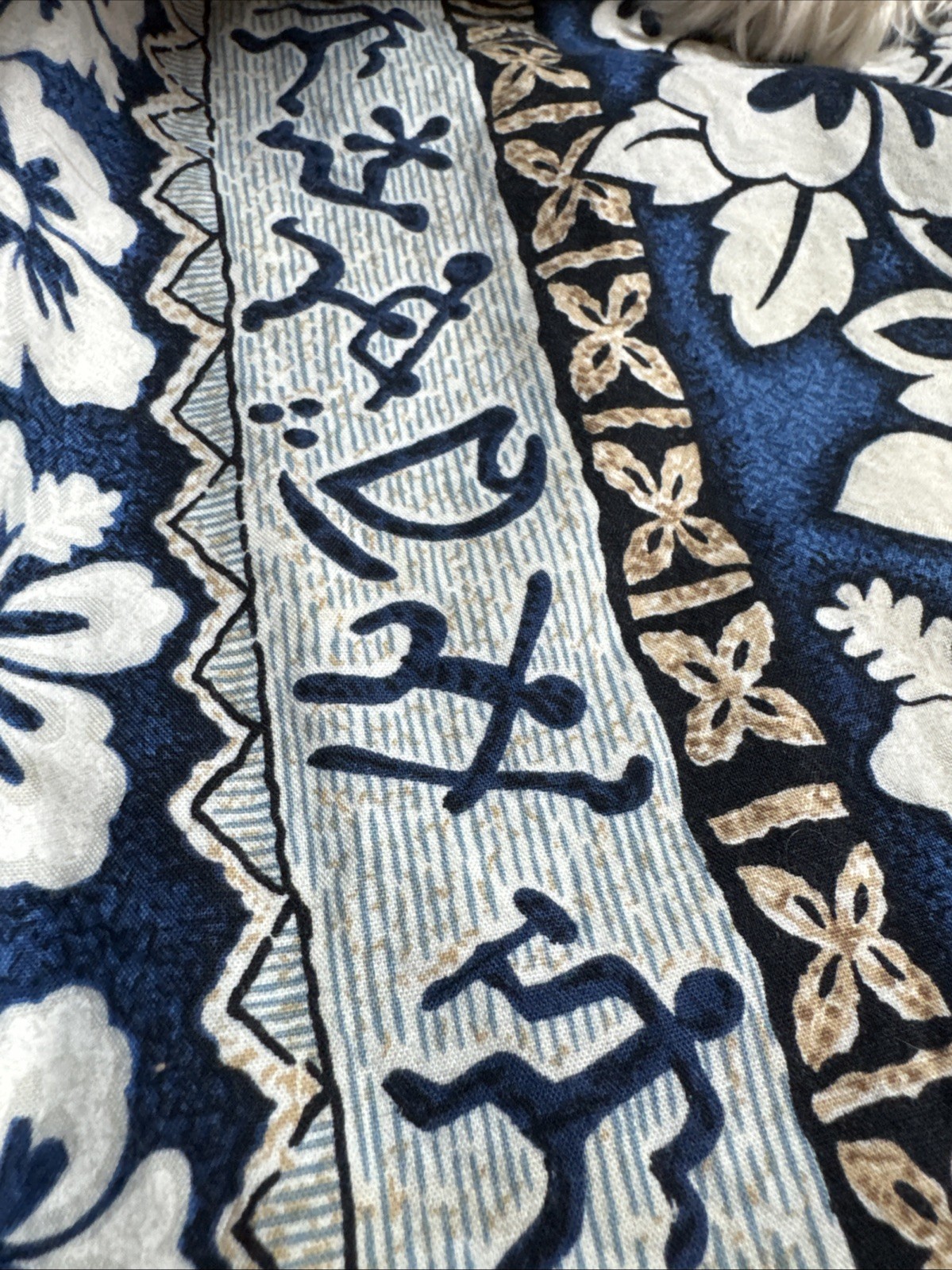 Y2K Maki’s Honolulu Hawaiian Polynesian Resortwear Midi Dress Blue White LARGE