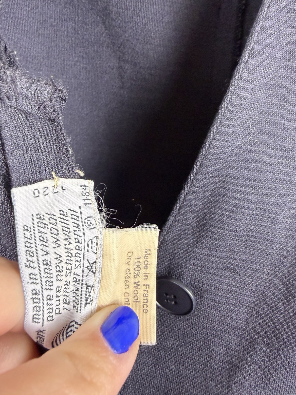 Vintage Sonia Rykiel Navy Suit Dress 80s Made In France 100% Wool 6/8