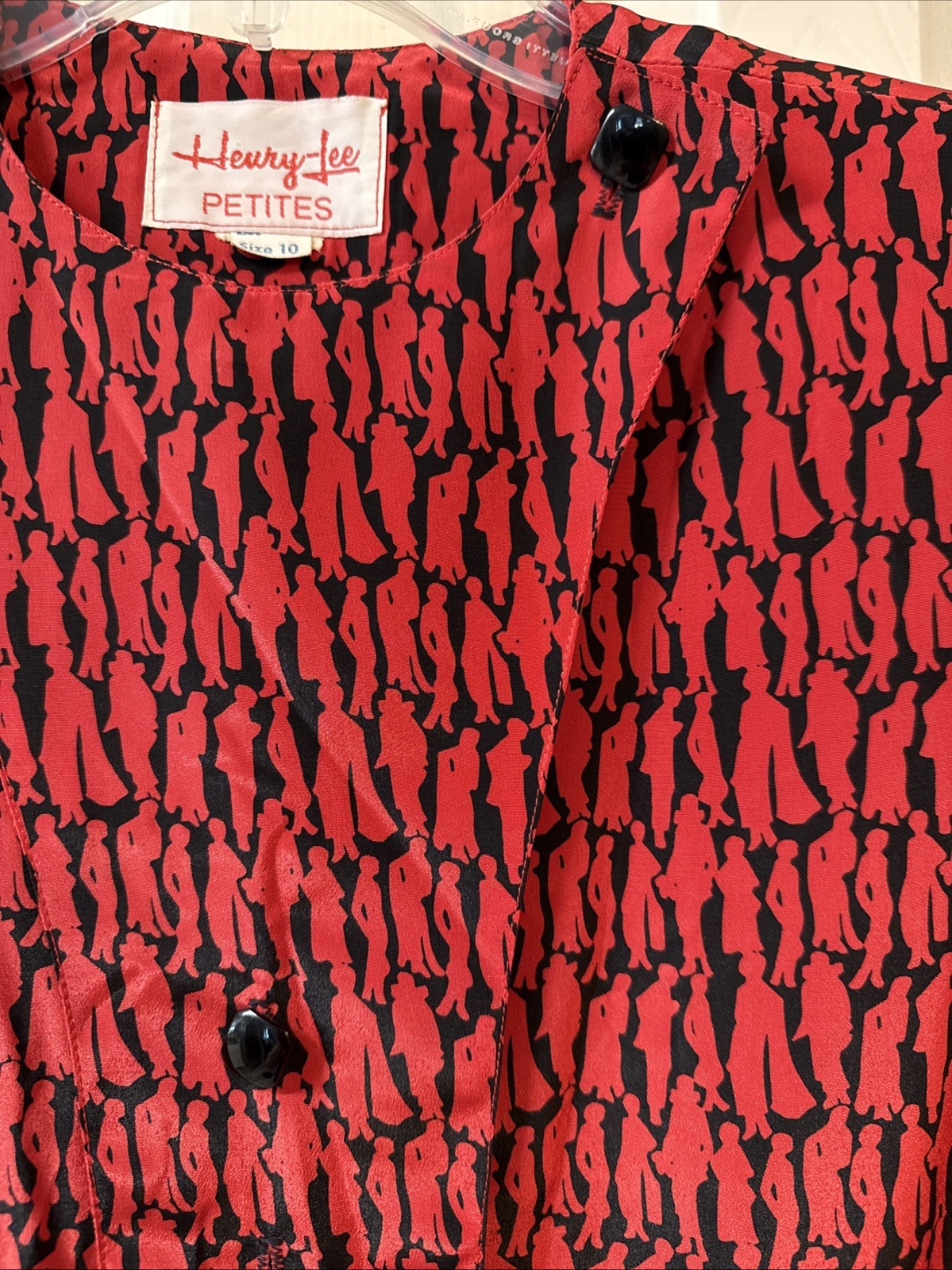 Vintage Henry Lee Petite Red Dress Silhouette Man & Woman Fabric Must See 10
