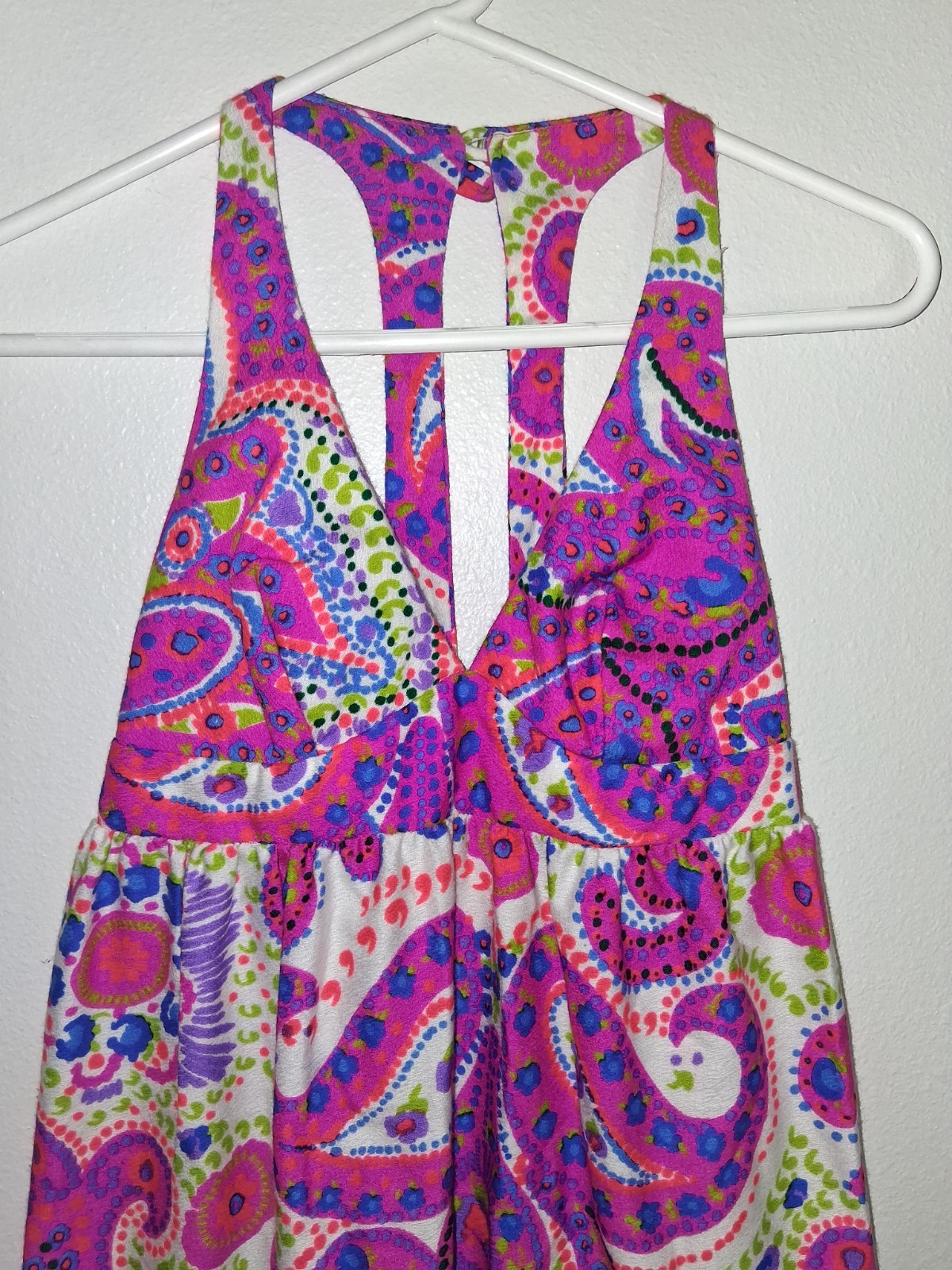 High Tide of California 1960’s/70’s Pink Paisley Bright Dress 9/10 Acrylic