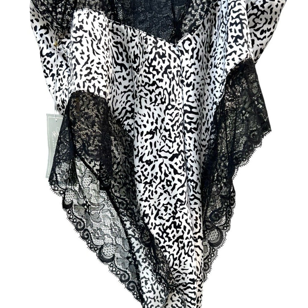 Vintage Fantasies Morgan Taylor Black White Lace Slip Teddy Lingerie NWT 90’s