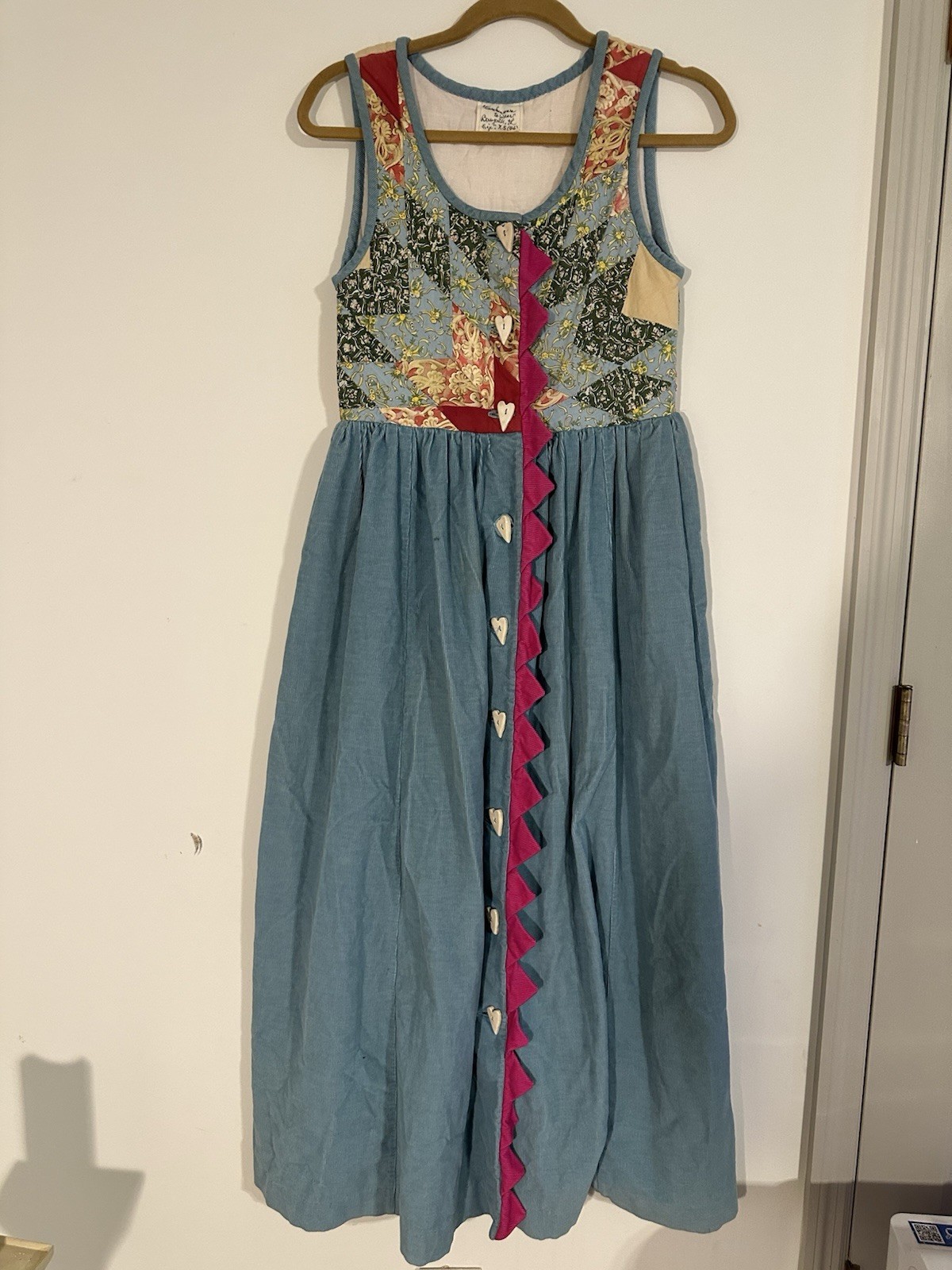 Quilted Vintage Patchwork Dress Hippy Cottagecore Handmade- Xsmall