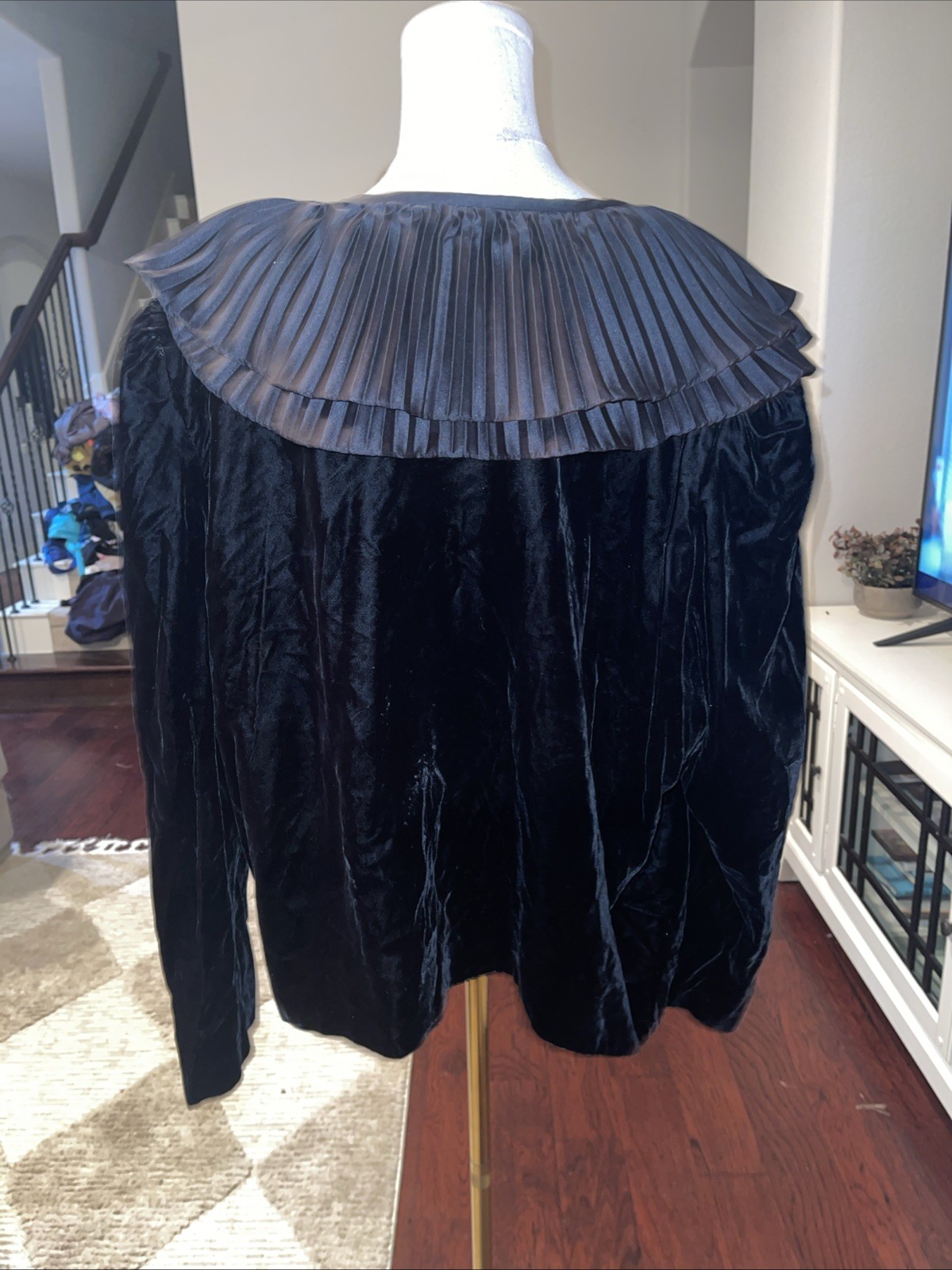 Vintage Black Ruffle Collar Fandy Chez California Blazer Statement Victorian 26w