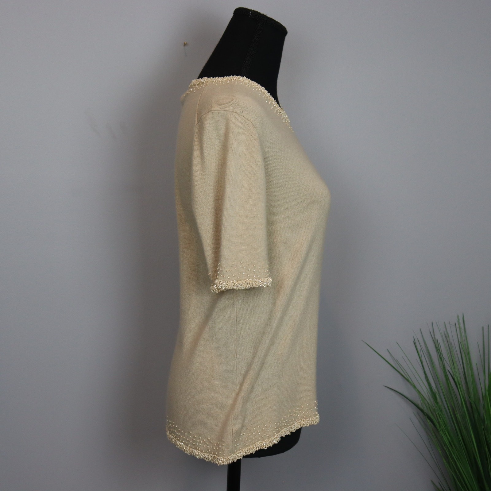 Vintage Jaeger hand beaded silk and cashmere sweater size Large