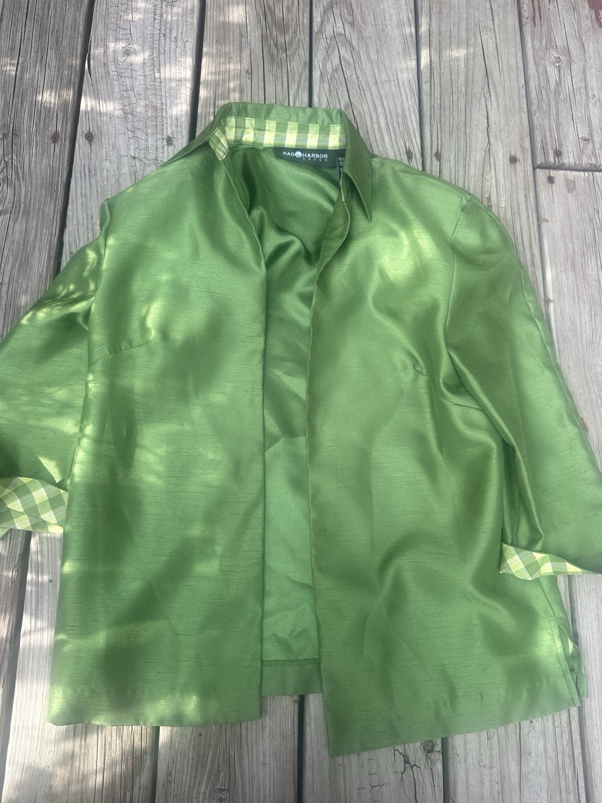 80s does 50s Green Dupioni Three-Piece Sag Harbor Outfit, Size 8