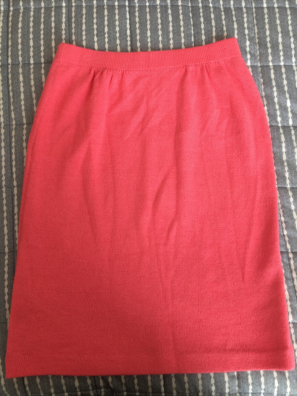 Women’s Sz L ANNE PEDERSEN Pink Knit Wool/Rayon Elastic Waist Pencil Skirt