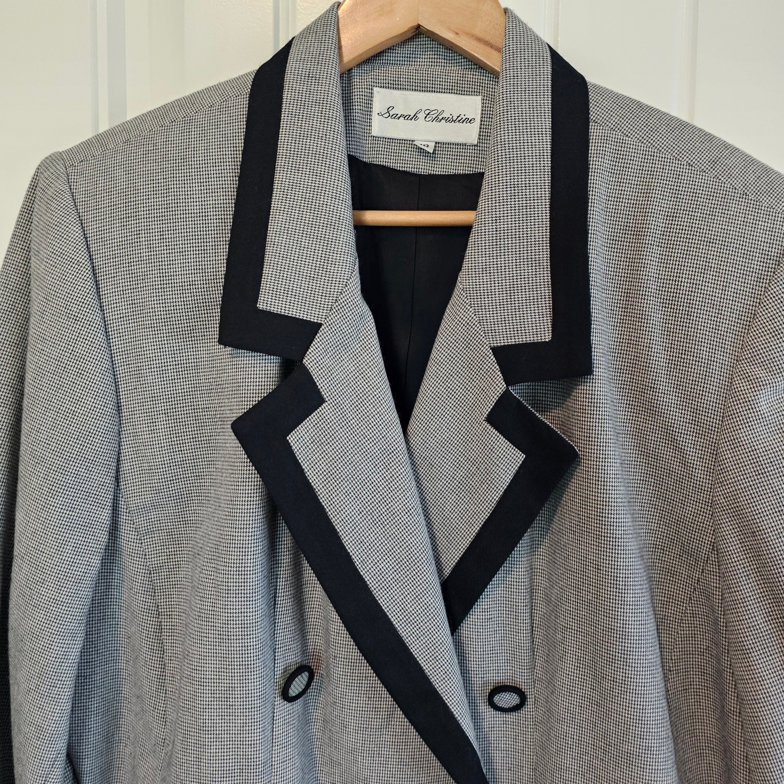 Vintage Blazer Womens Size 2X Black 90s Houndstooth Preppy Whimsygoth Academia