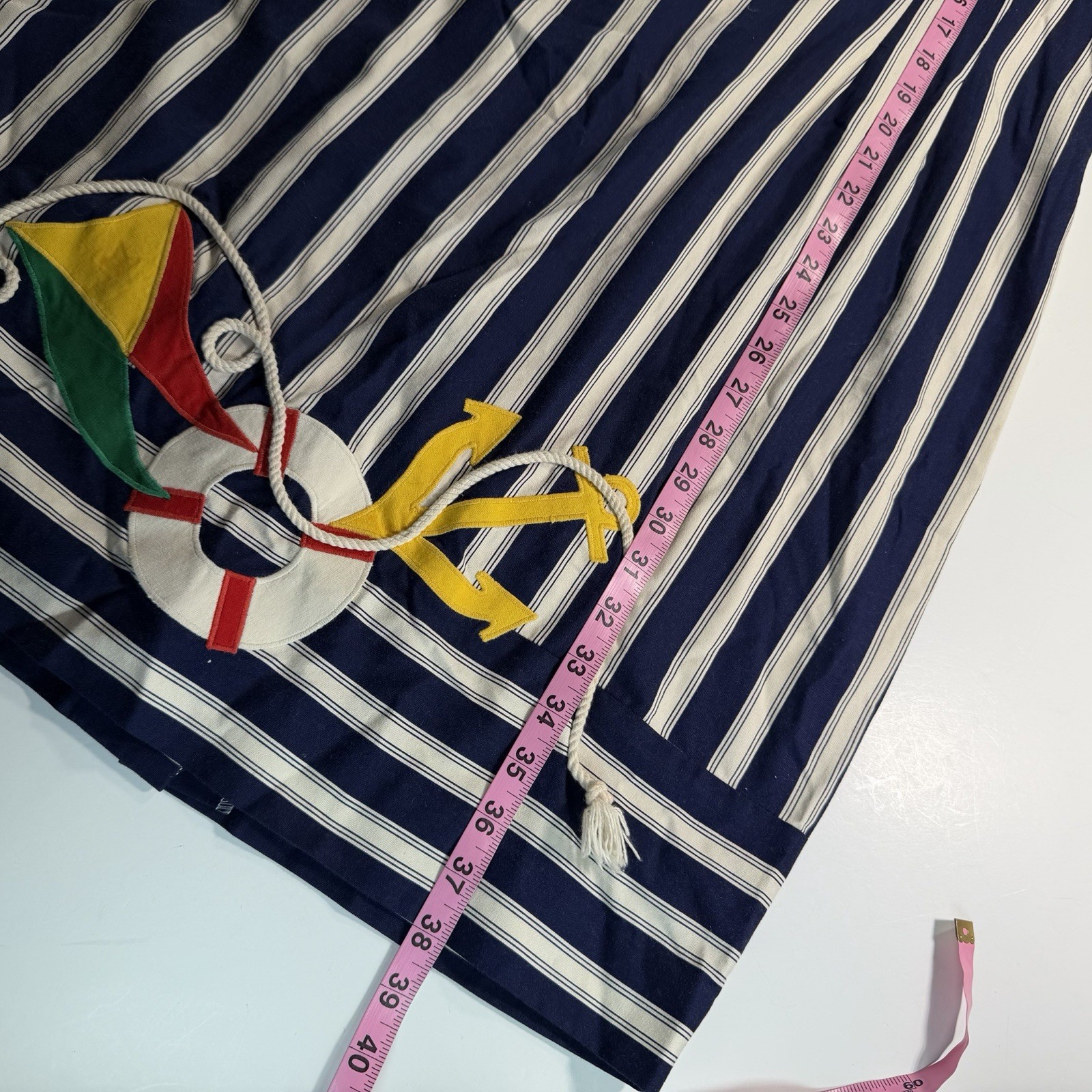 Women’s Vintage Nautical Theme Dress 14 Sharon Young Stripes Appliqué 90’s