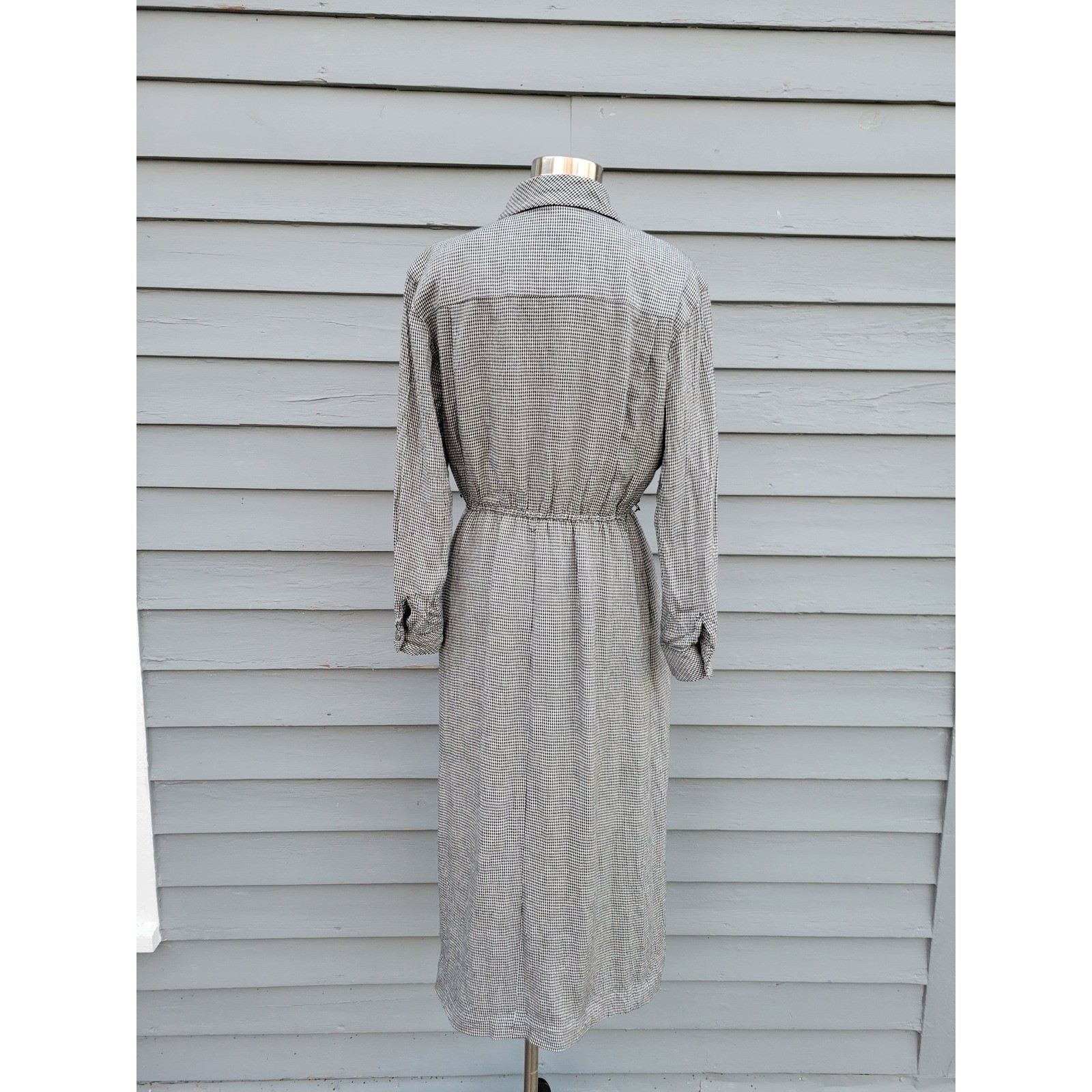 Santa Fe Jim Tremblay Dress Black White Houndstooth Double Breasted Midi Size 8