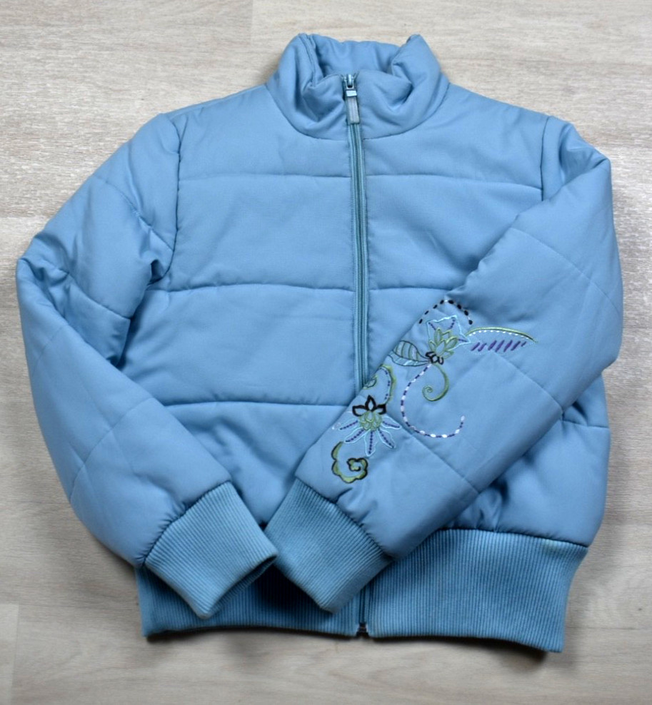 Y2K Nine & Co Puffer Jacket Blue Embroidered Streetwear Size medium VTG 2000s