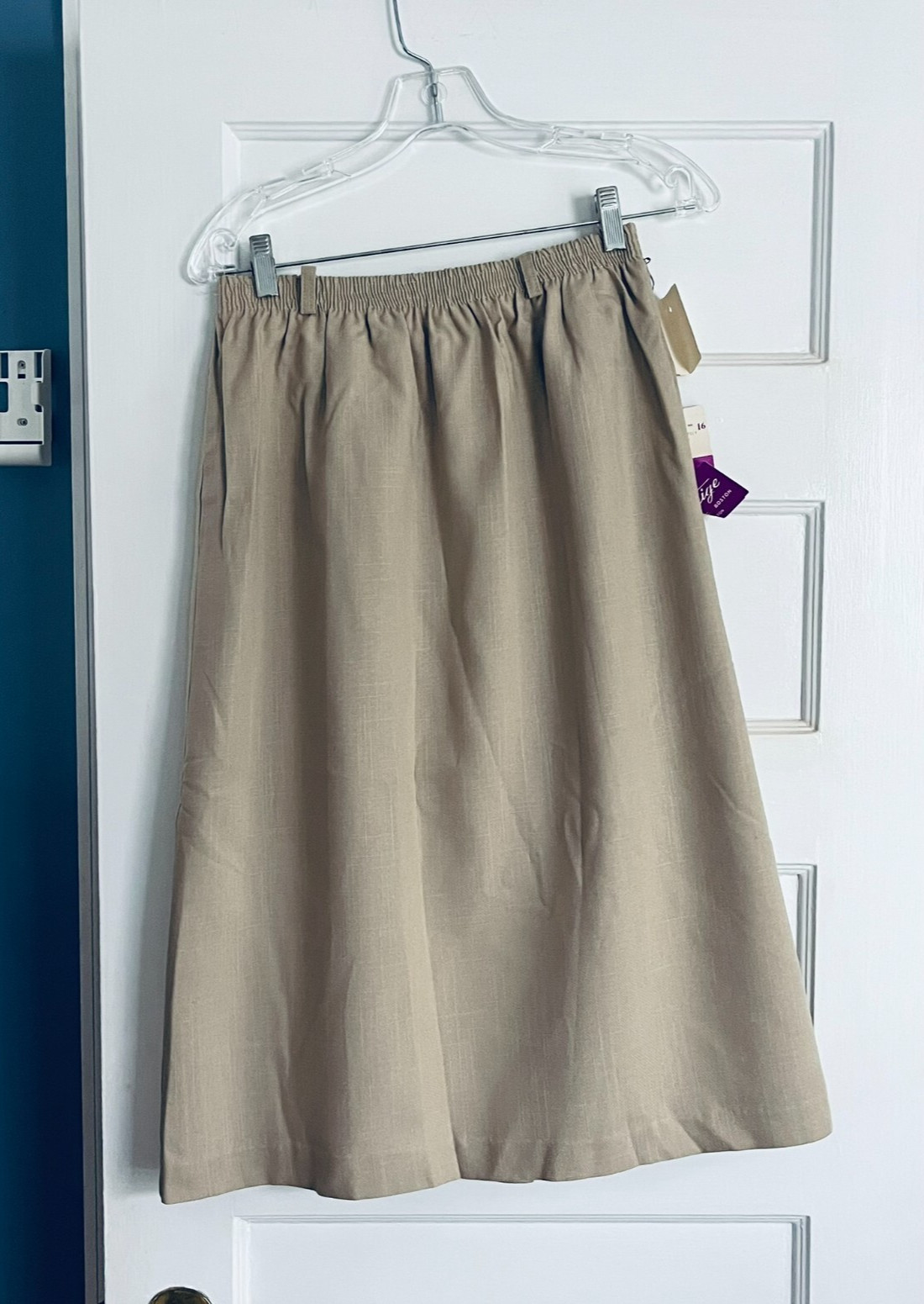 VINTAGE PRESTIGE OF BOSTON SPORTSWEAR B. ALTMANS KHAKI SKIRT SIZE 16 1970S NWT!