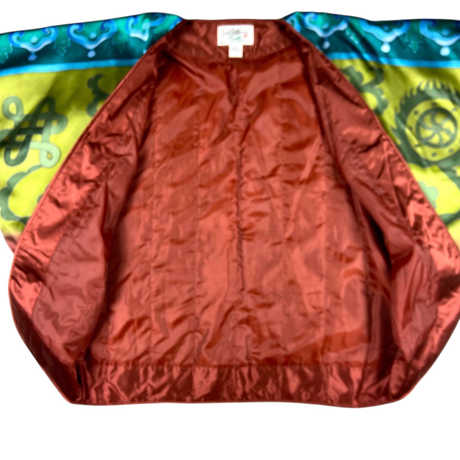 Carol Patterson Vintage 100% Silk Printed Puffy Kimono Jacket