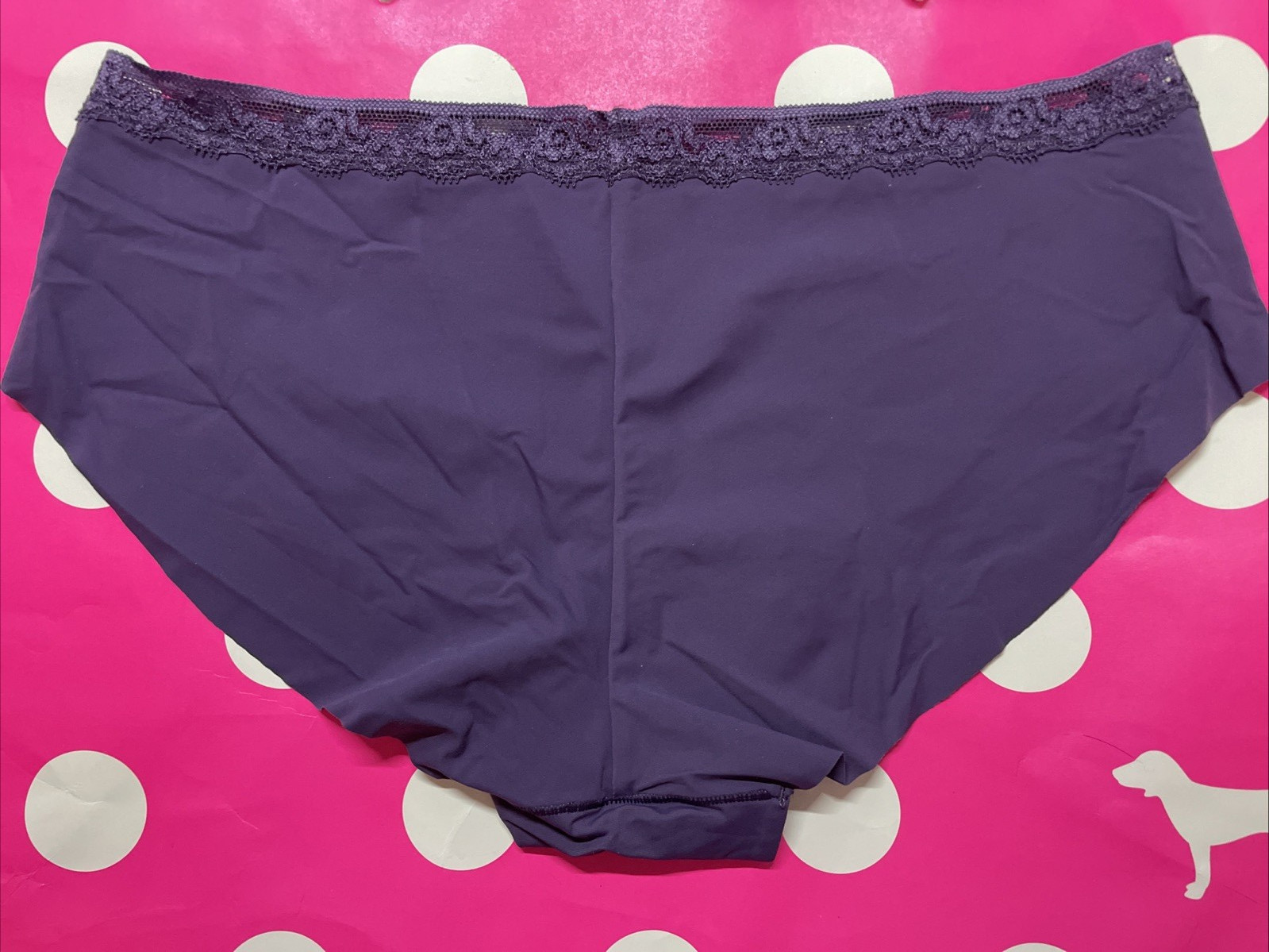 2014 Victoria Secret Vintage No Show Lace Waist Hiphugger Panties M Purple NWT