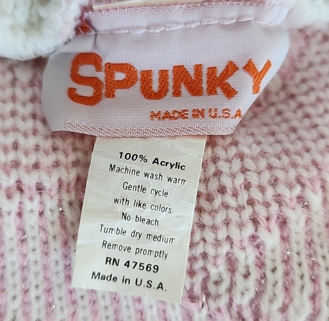 Spunky Metallic Pink/White Sweater Womens S/M Mock Neck Hearts print Knit Top