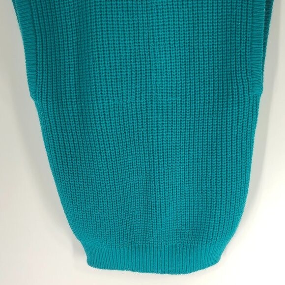 Vintage Womens Teal Turquoise Chunky Preppy Sweater Vest Gerard Works Large