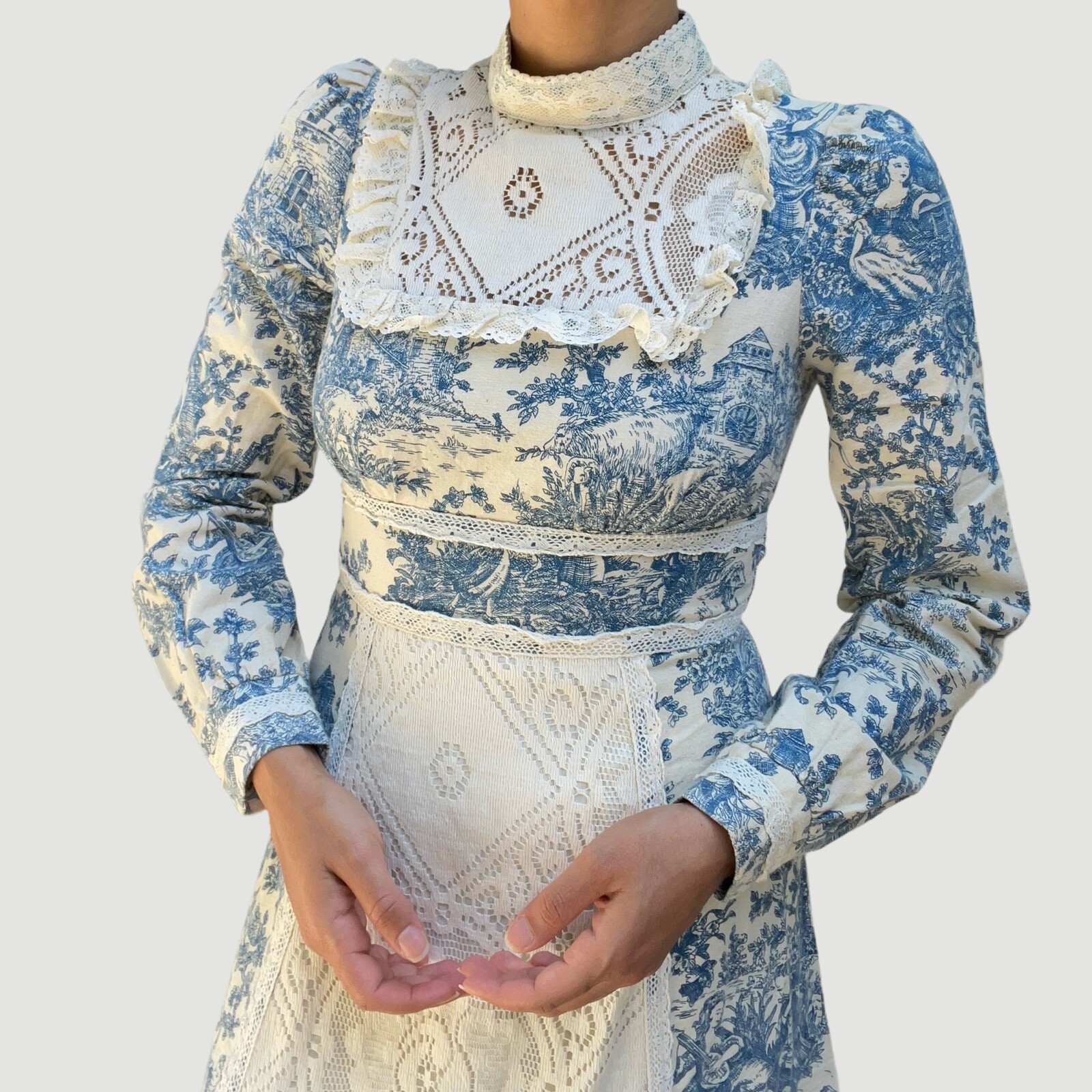 RARE Vintage 1970’s Gunne Sax Jessica Mcclintock Toile De Jouy Dress, stunning!!