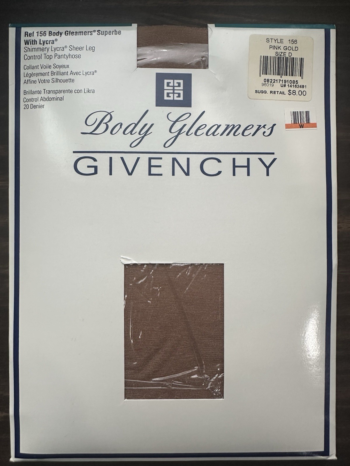 Givenchy Body Gleamers Pantyhose PINK GOLD Size D – 15 Denier – Control Top NEW