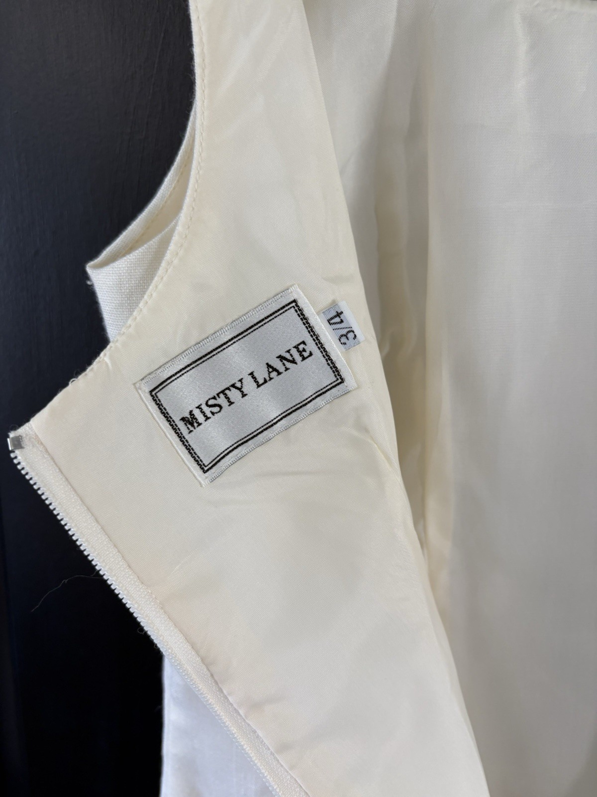 Vintage 80s Misty Lane Nautical Cream Gold Anchors Dress USA Union Made 3/4