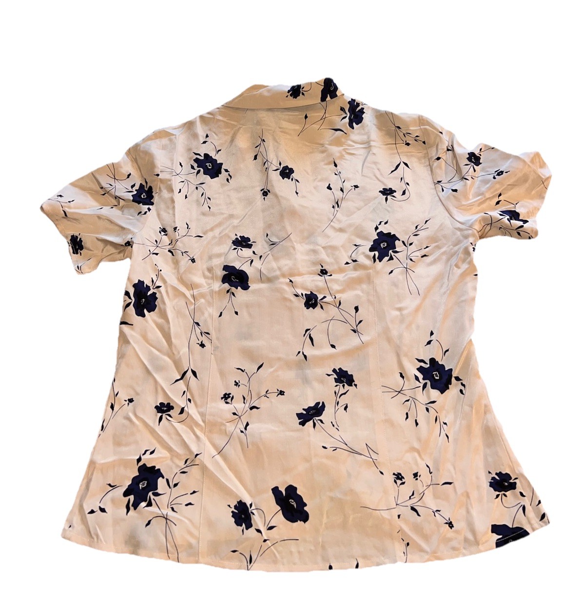 Vintage 90s Casual Corner 100% Silk Short Sleeve Blouse Coquette Corpcore Floral