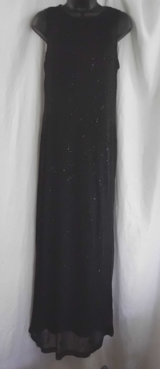 Vintage City Triangles Formal Maxi Dress Size M Black Sparkle Lined Polyester