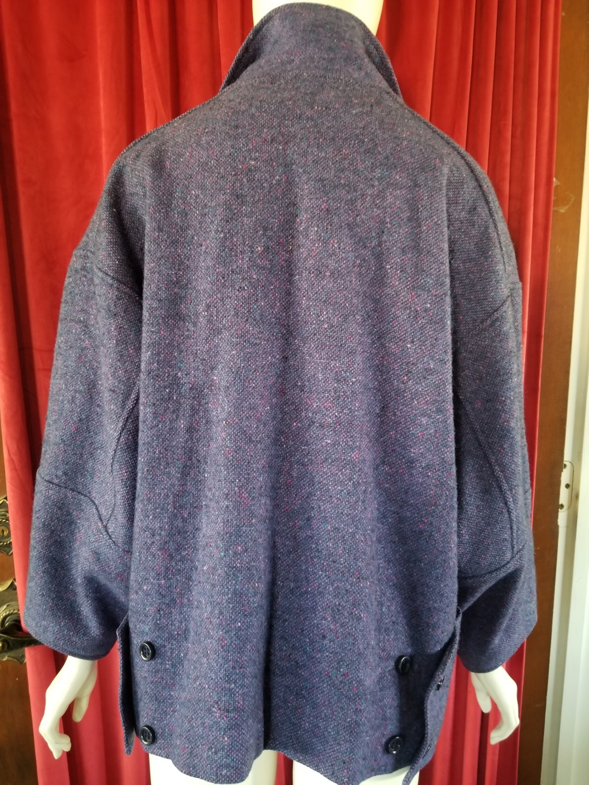 1960’s HOURIHAN Donegal Tweed Pure Wool Womens Vintage Coat Purple Ireland 14