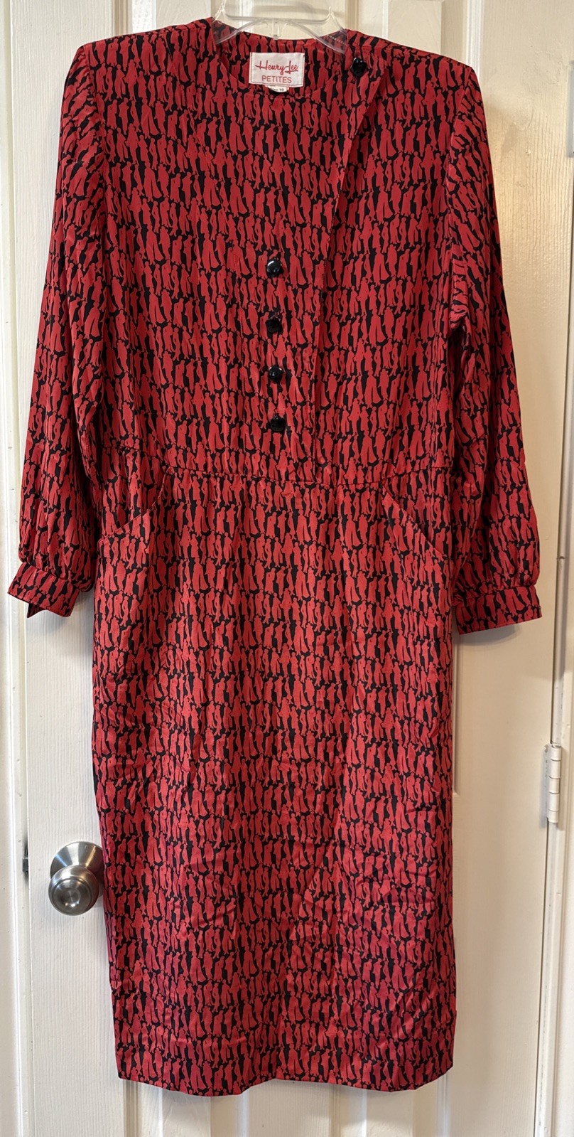 Vintage Henry Lee Petite Red Dress Silhouette Man & Woman Fabric Must See 10