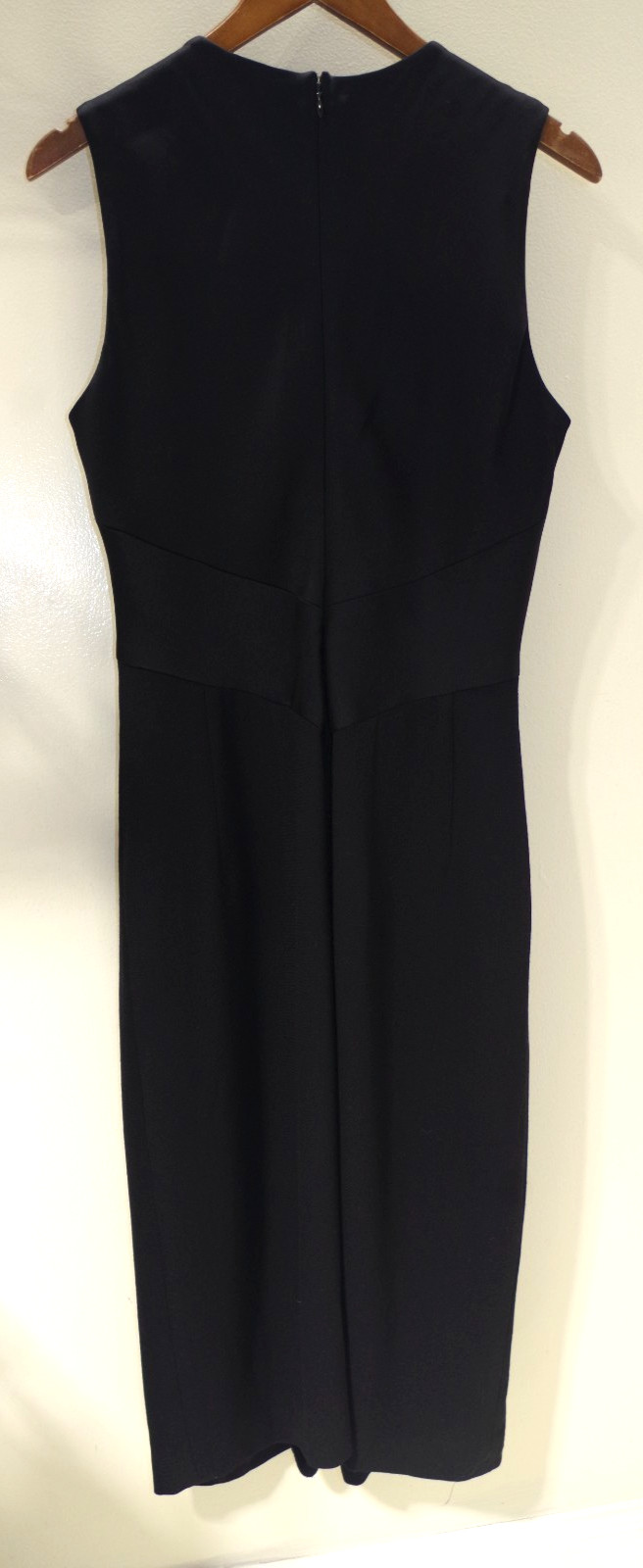 B6 Vintage Donna Karan Wool & Satin Little Black Dress 12 Formal USA Made Lined