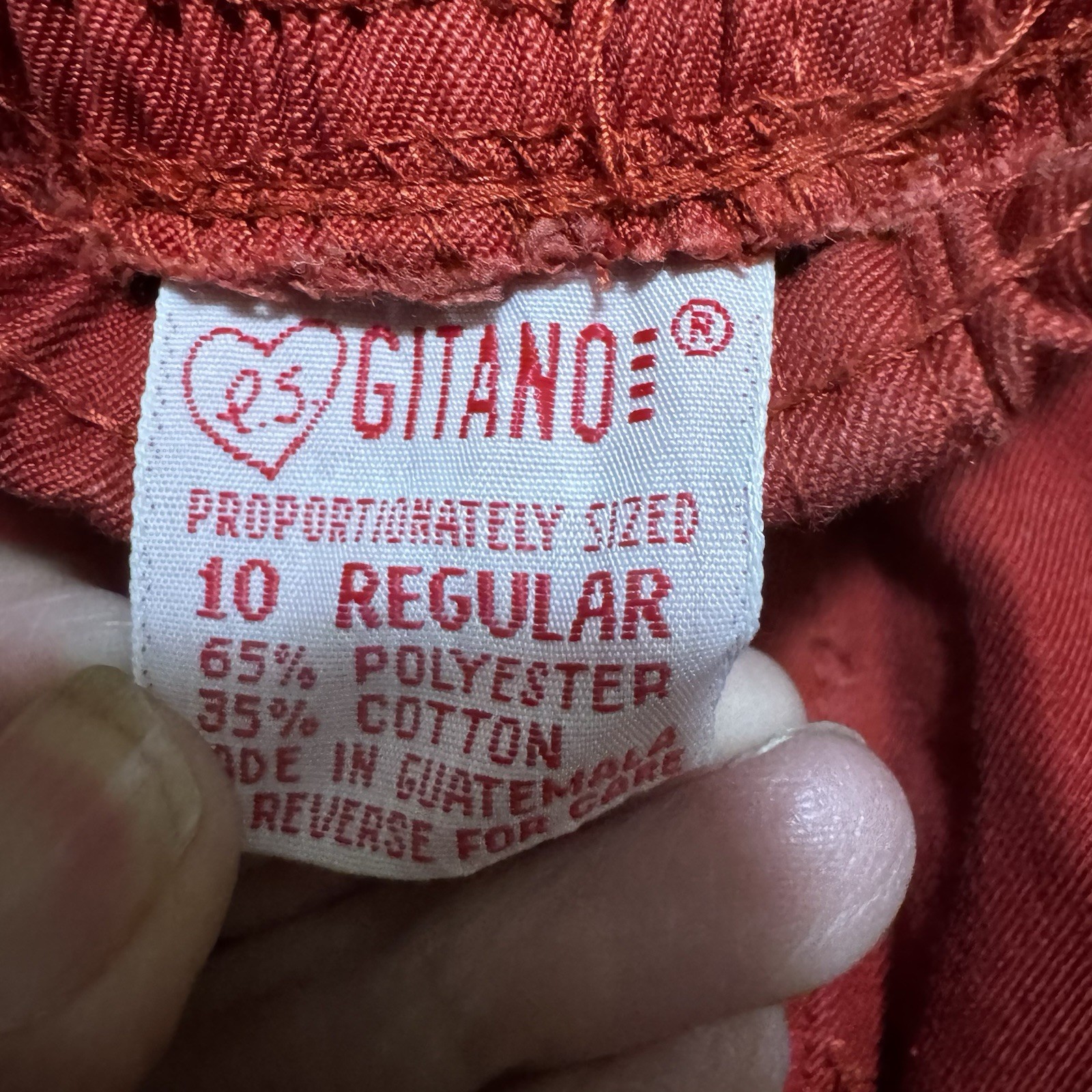 PS Gitano Elastic Waist Scrubs Style Pants Red Women’s Size 10 Vintage 1980s
