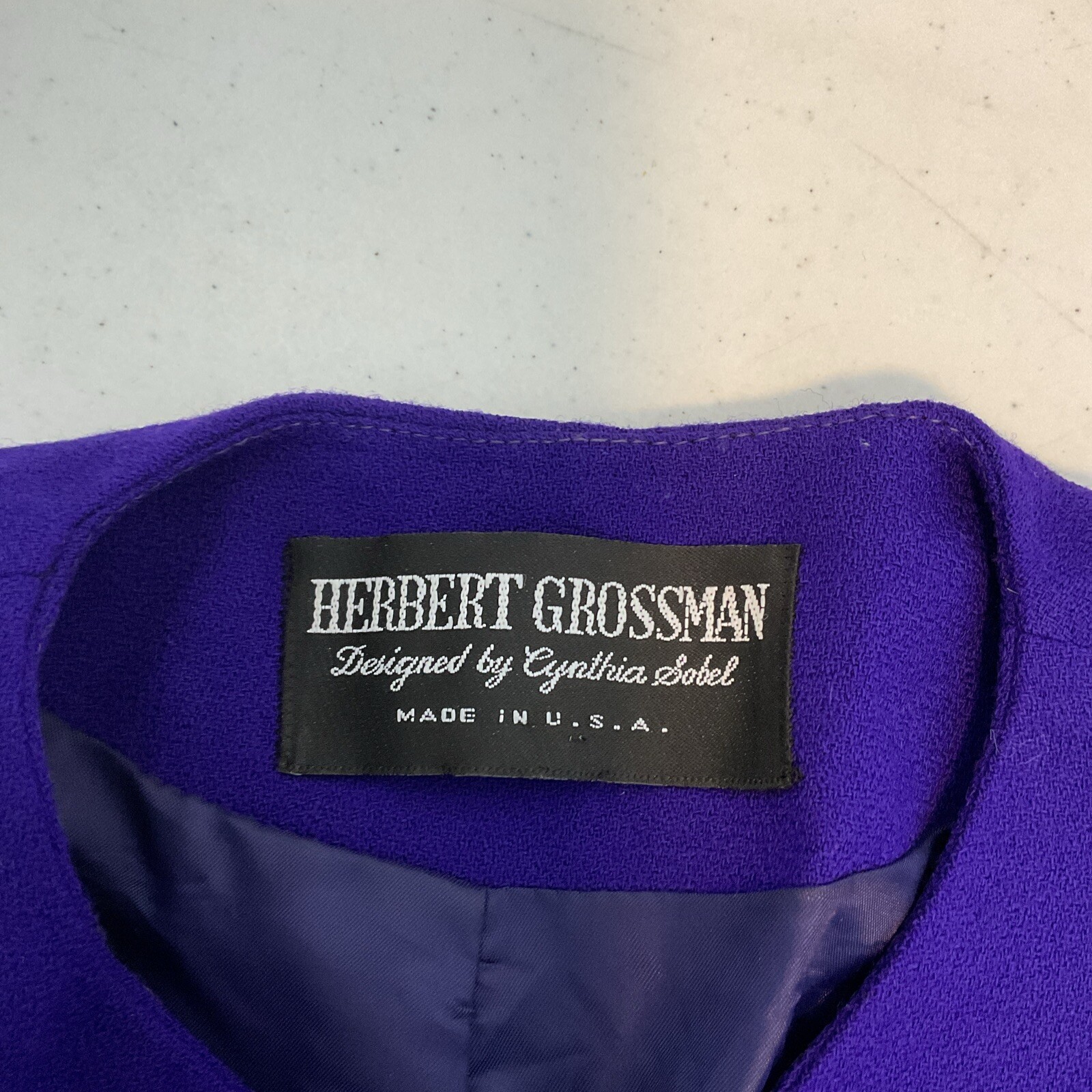 Vintage Herbert Grossman Wool Skirt Suit 2-Pc Set 6 Royal Purple Made USA