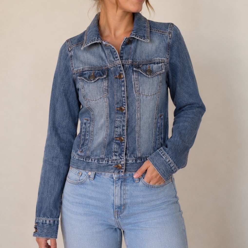 Hollister Y2K Denim Jacket XS Distressed Trucker Vintage 2000s Coquette Women