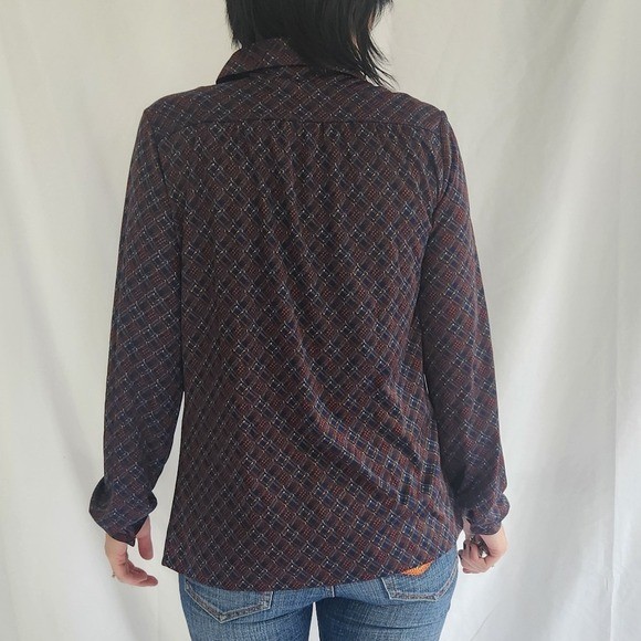 70s Blue and Brown Button Down