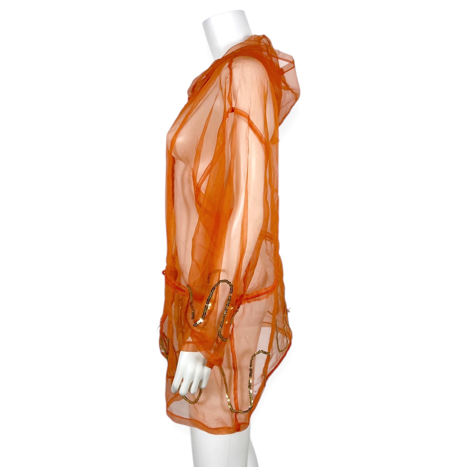 ABA Fashion Womens VTG 90s Orange Sheer Organza Sequin Jacket G2U