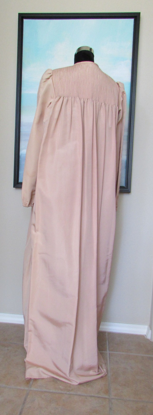 VTG 1970s Oscar de la Renta for Appel Peach Taffeta Maxi Coat Dress S