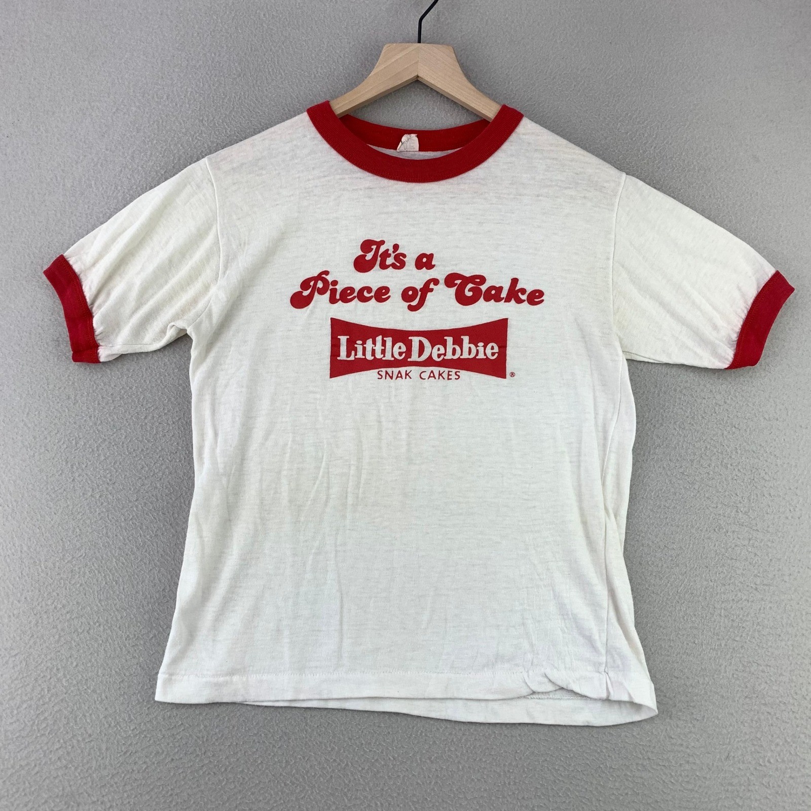 Vintage 60s 70s Little Debbie Snak Cakes Ringer Tee Womens Medium Retro Rare