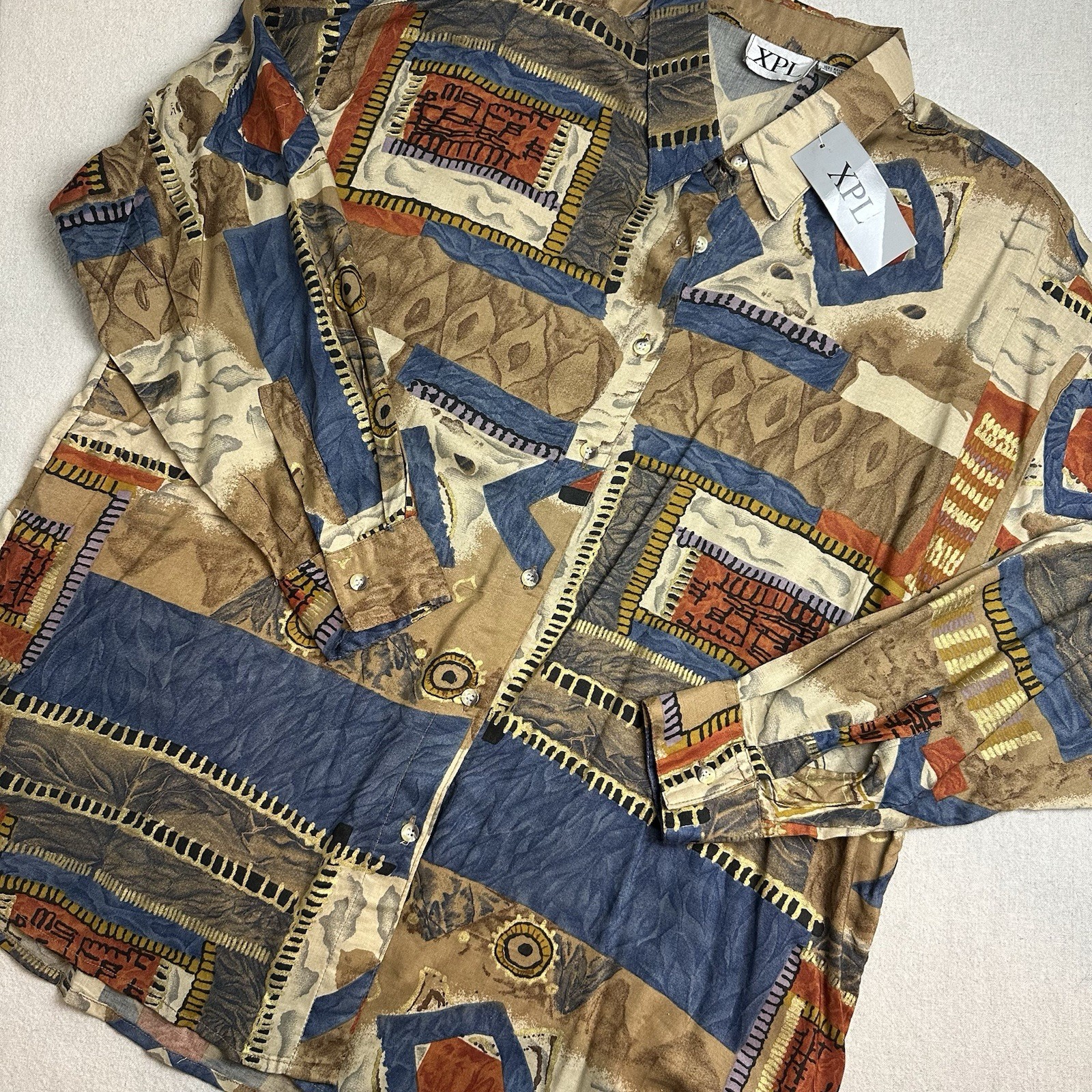 NWT Vintage Deadstock XPL Women’s Size 22 Abstract Graphic 80’s Shirt Button Up