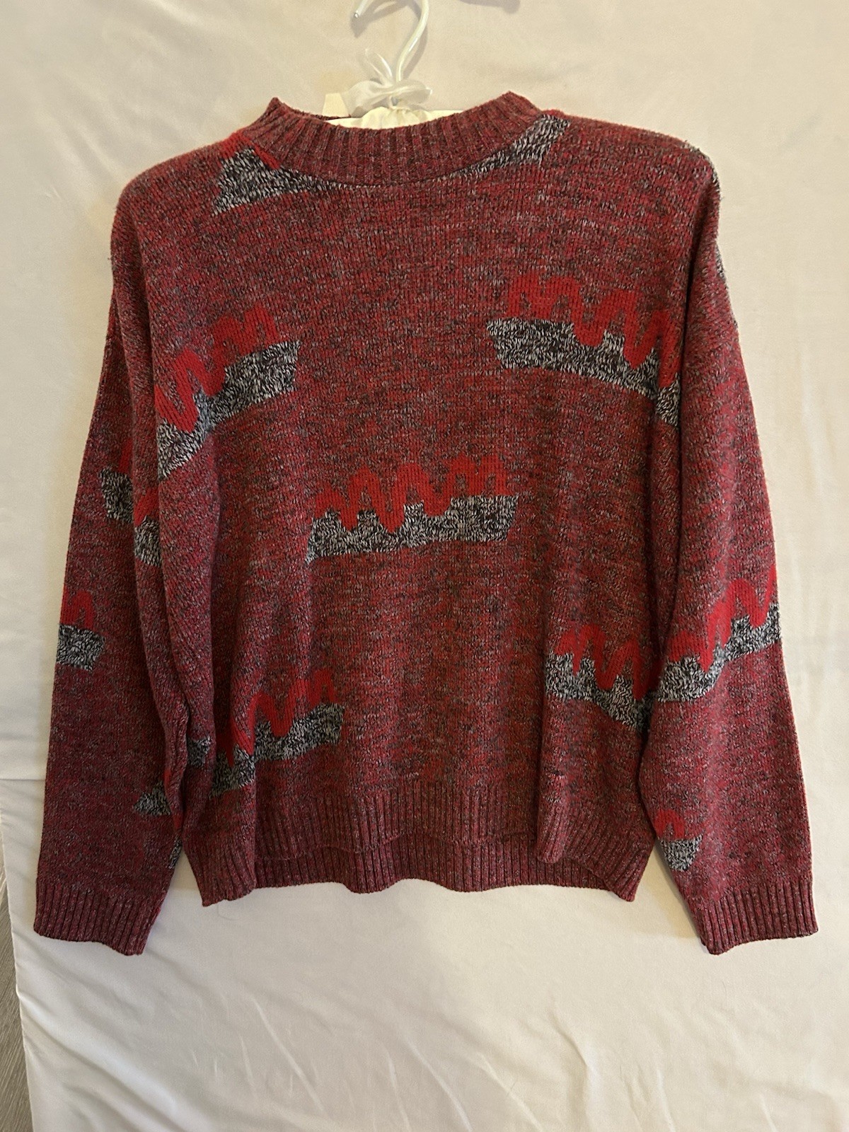 VTG 80s Sweetree USA Marled Knit Sweater Red Wave Graphic Grandpacore Indie M