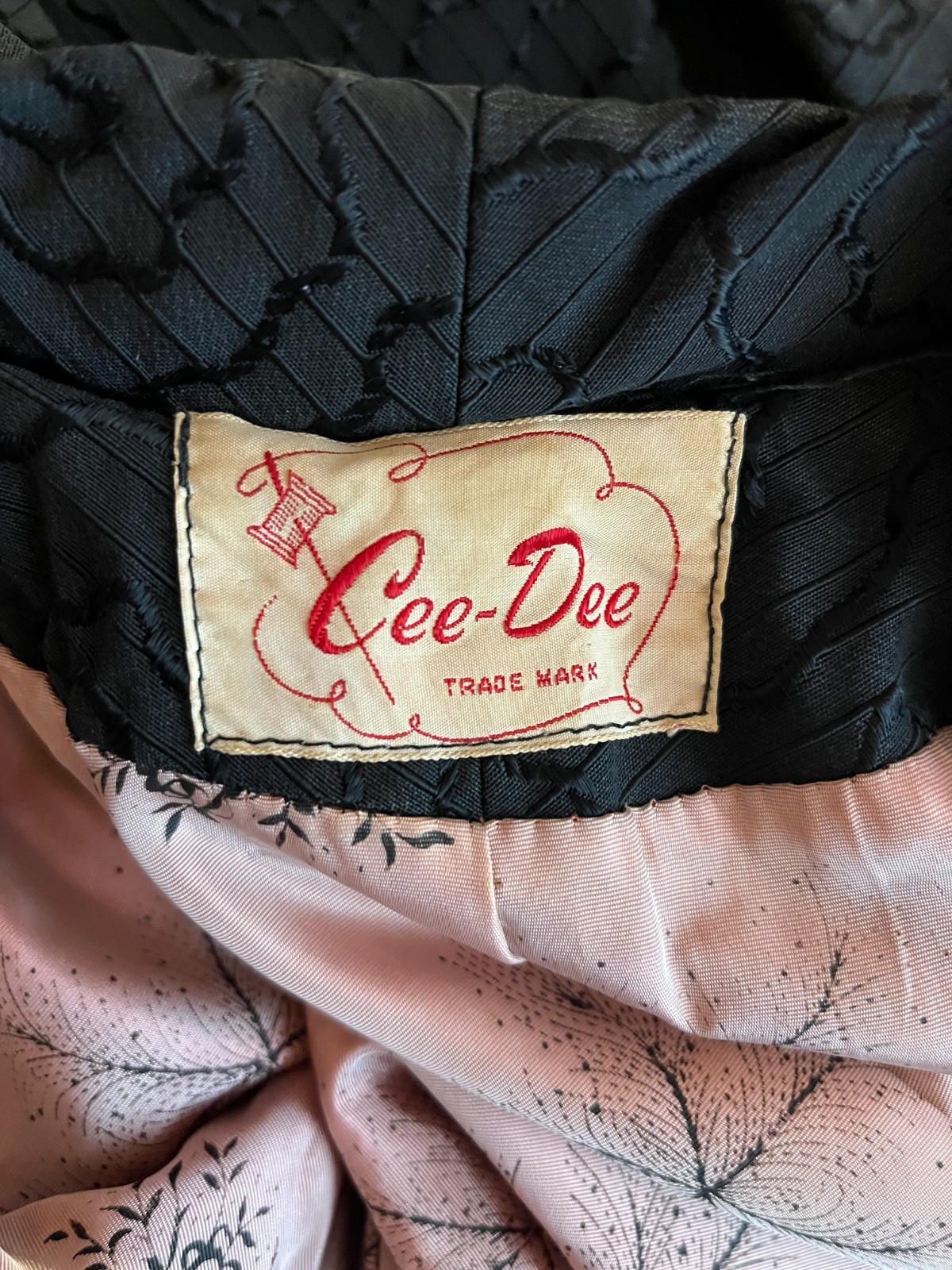 Vintage 40s Cee-Dee Trademark Open-Front Swing Coat Long Black Pockets *Flaws