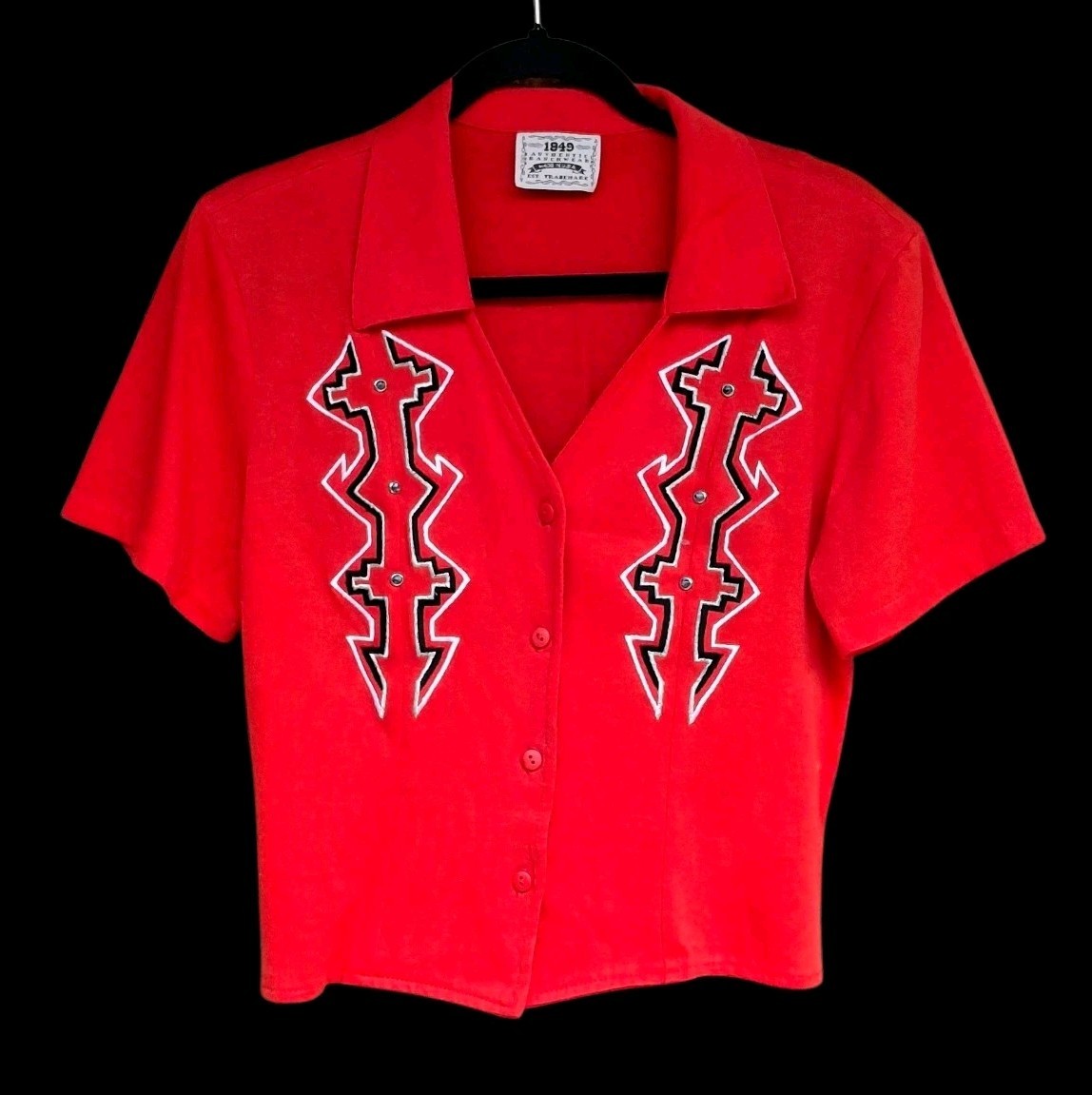 Vintage 90’s 1849 Authentic Ranchwear Western Cowboy Shirt Red Cropped Sz S Crop